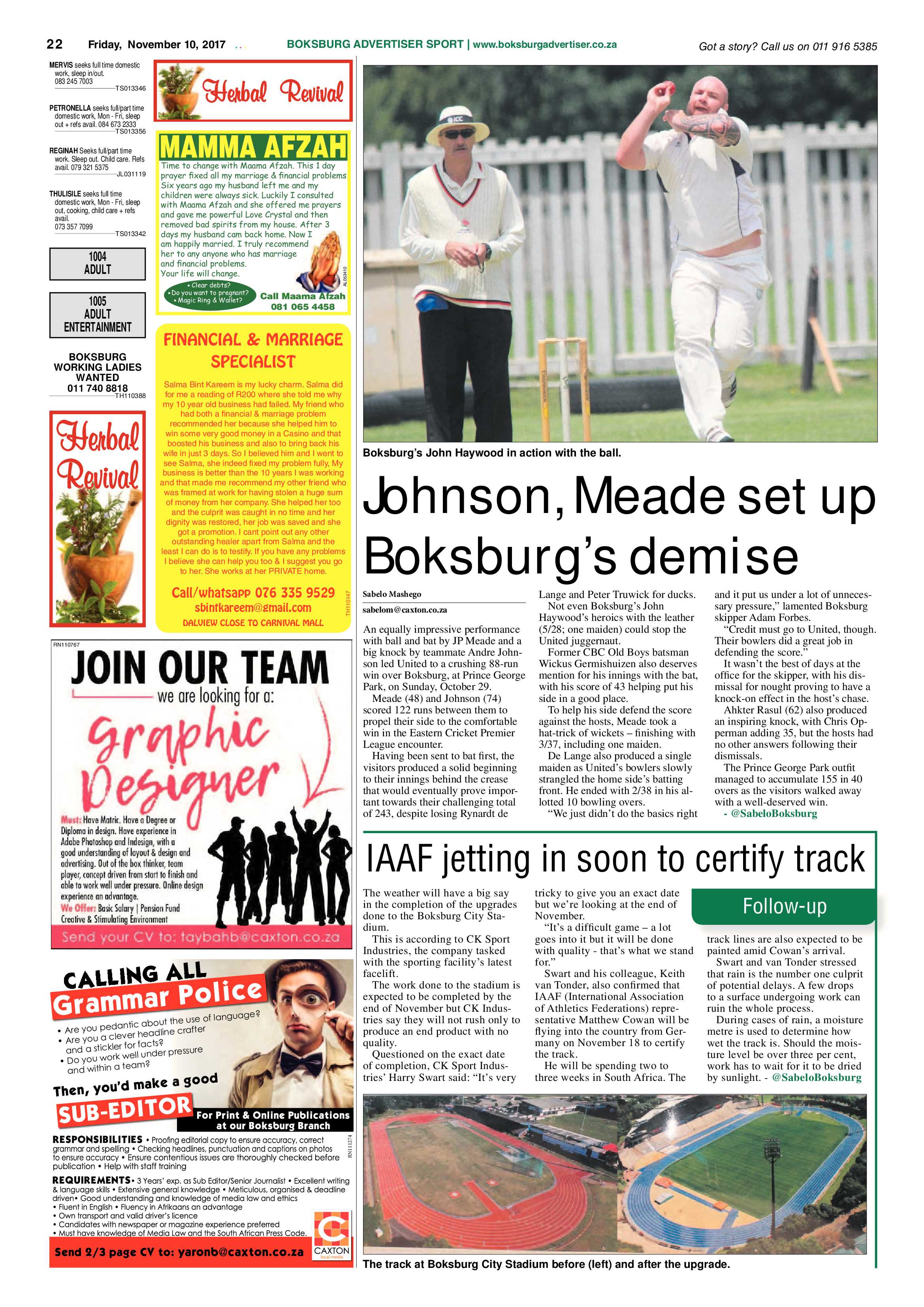 Boksburg Advertiser 07 November 2017 page 22