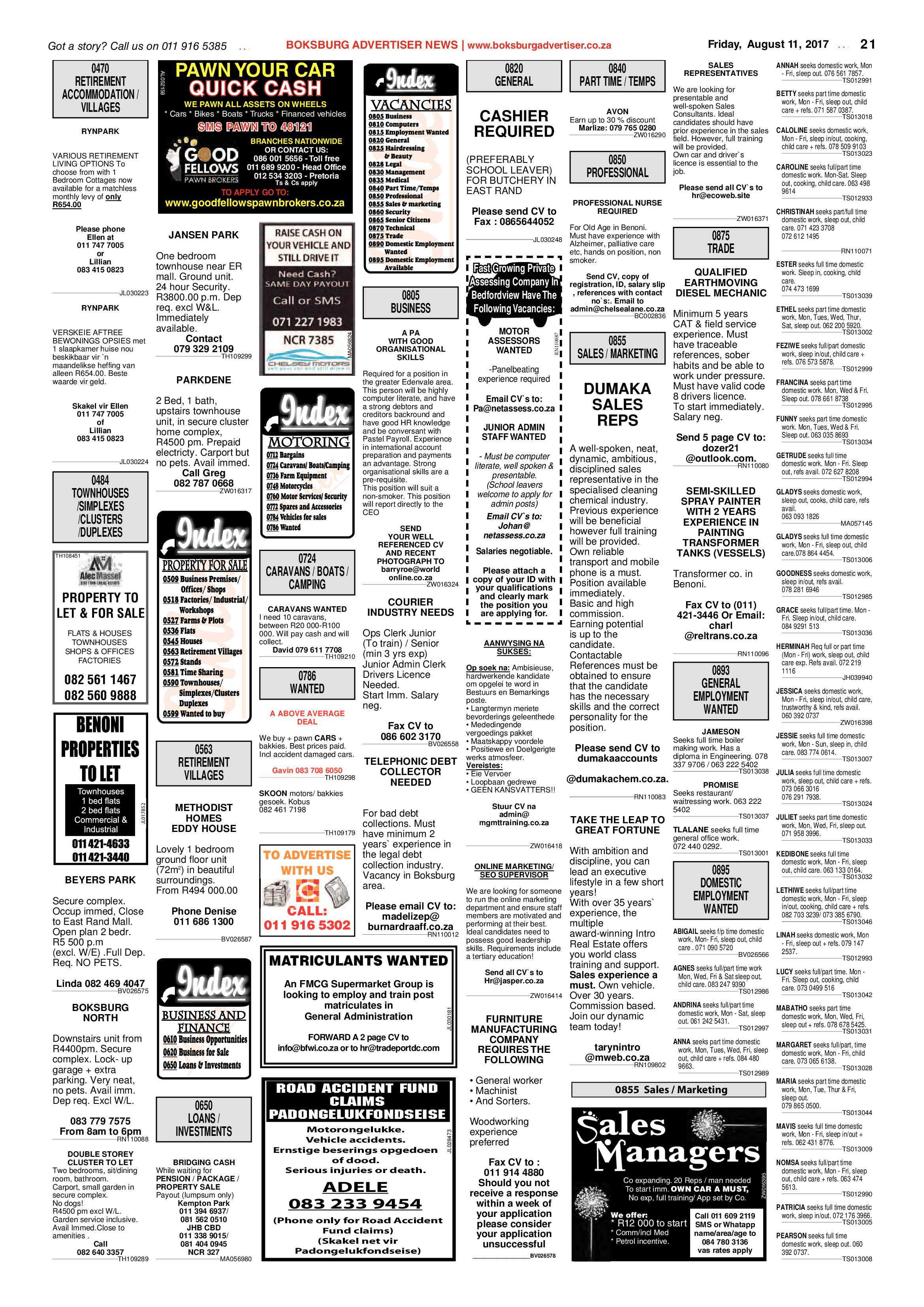 Boksburg Advertiser 08 August 2017 page 21