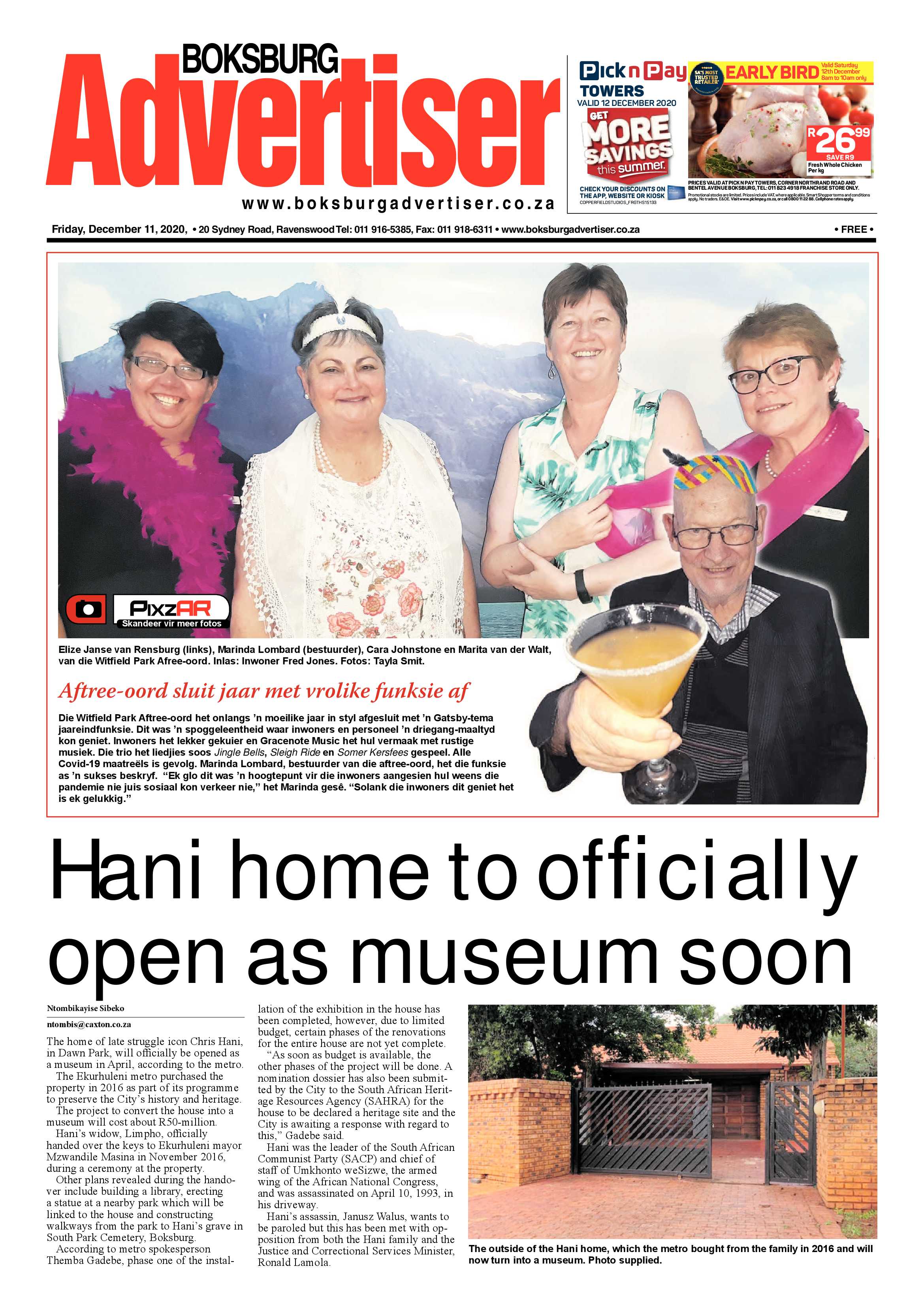 Boksburg Advertiser 08 December  2020 page 1