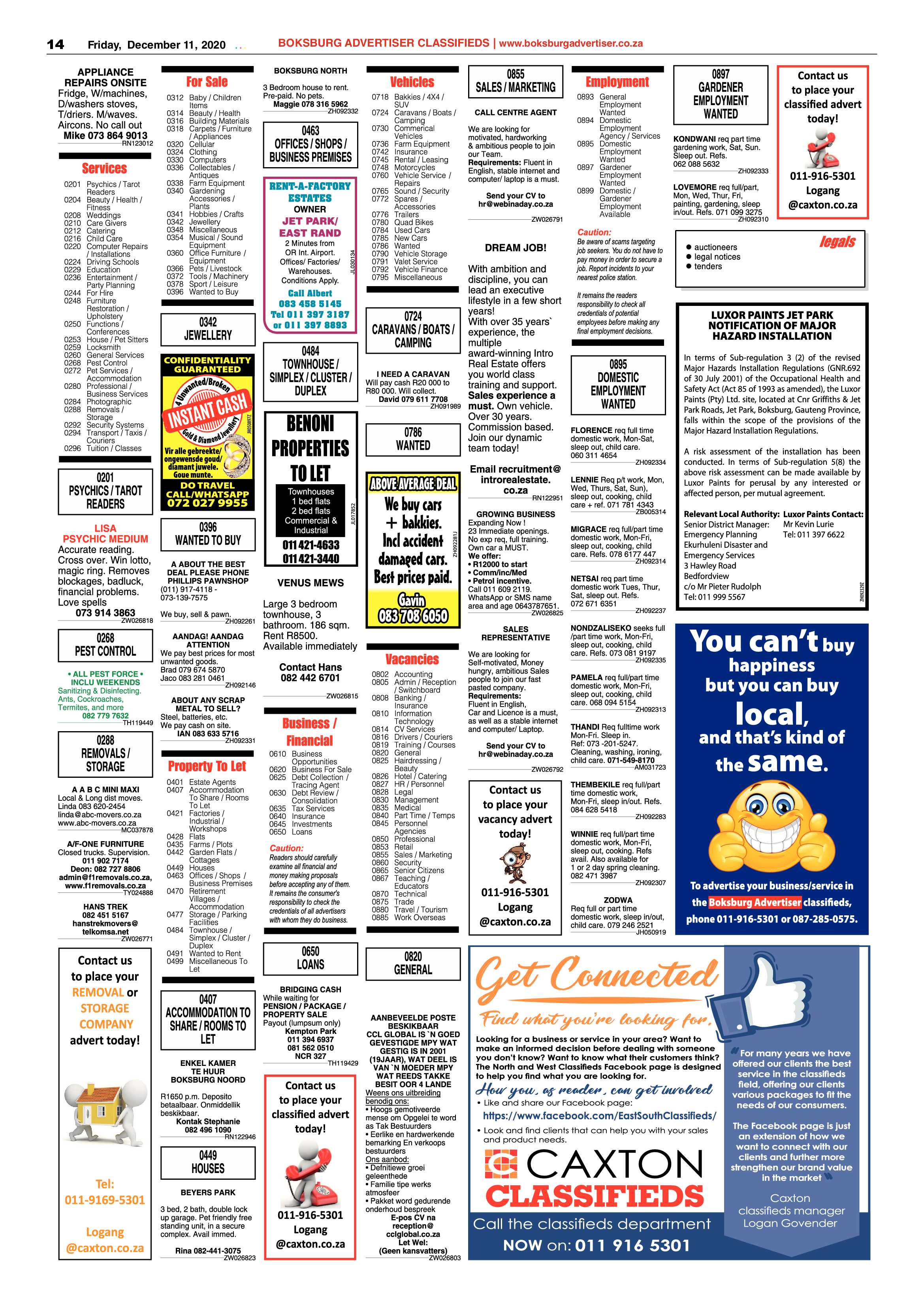 Boksburg Advertiser 08 December  2020 page 14