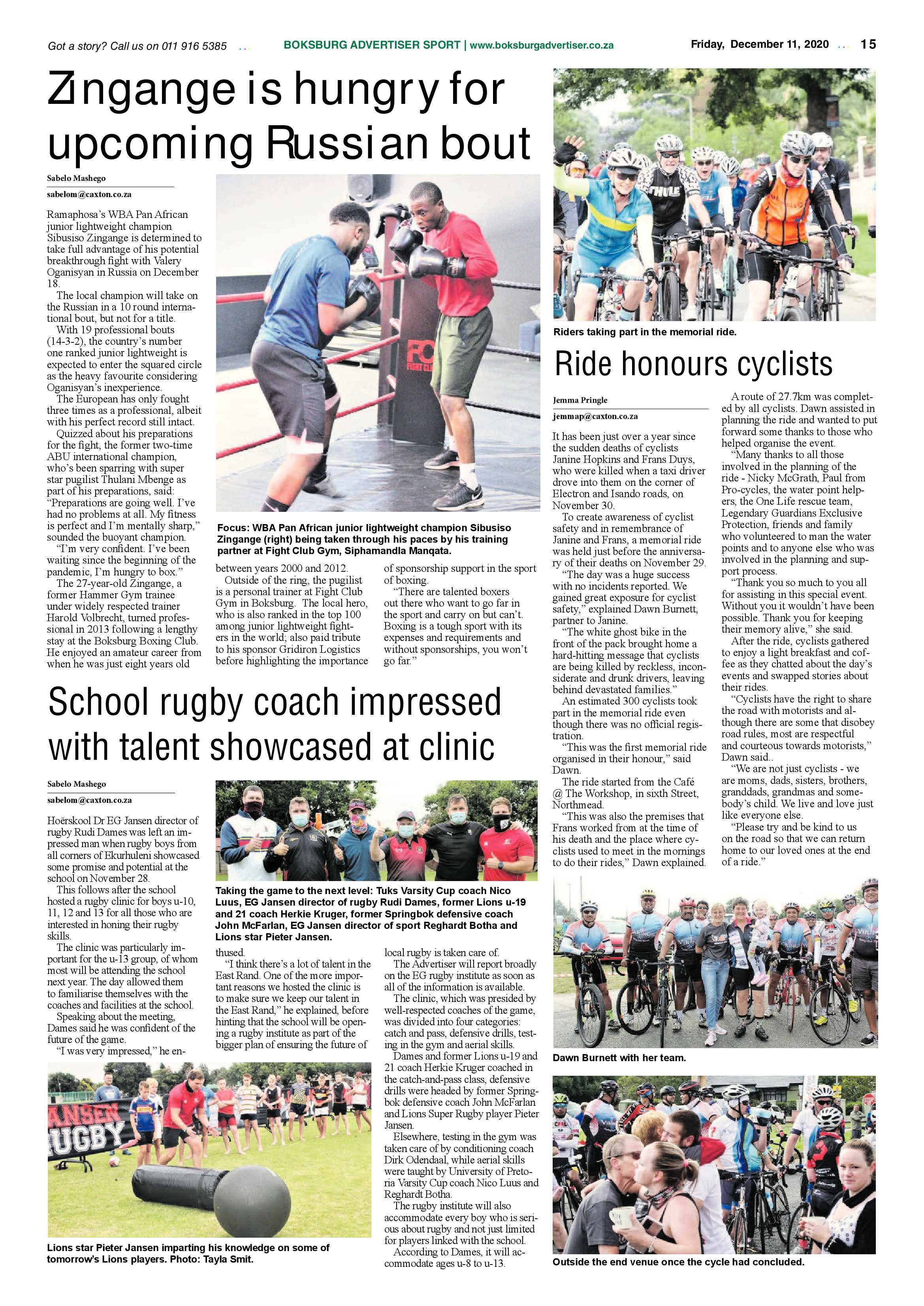 Boksburg Advertiser 08 December  2020 page 15