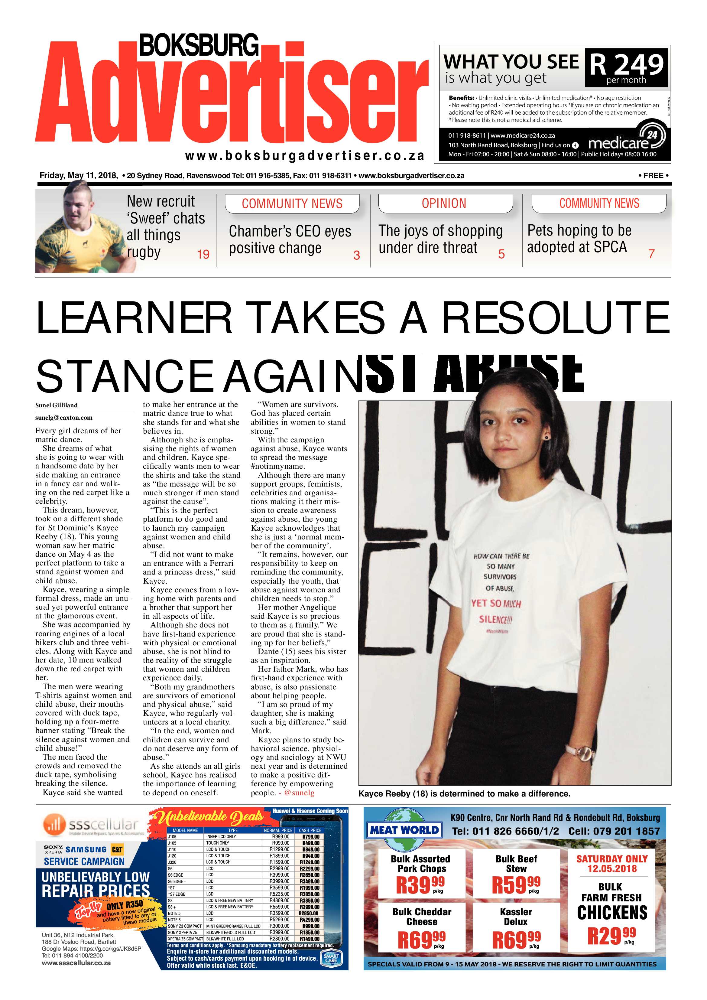 Boksburg Advertiser 08 May 2018 page 1