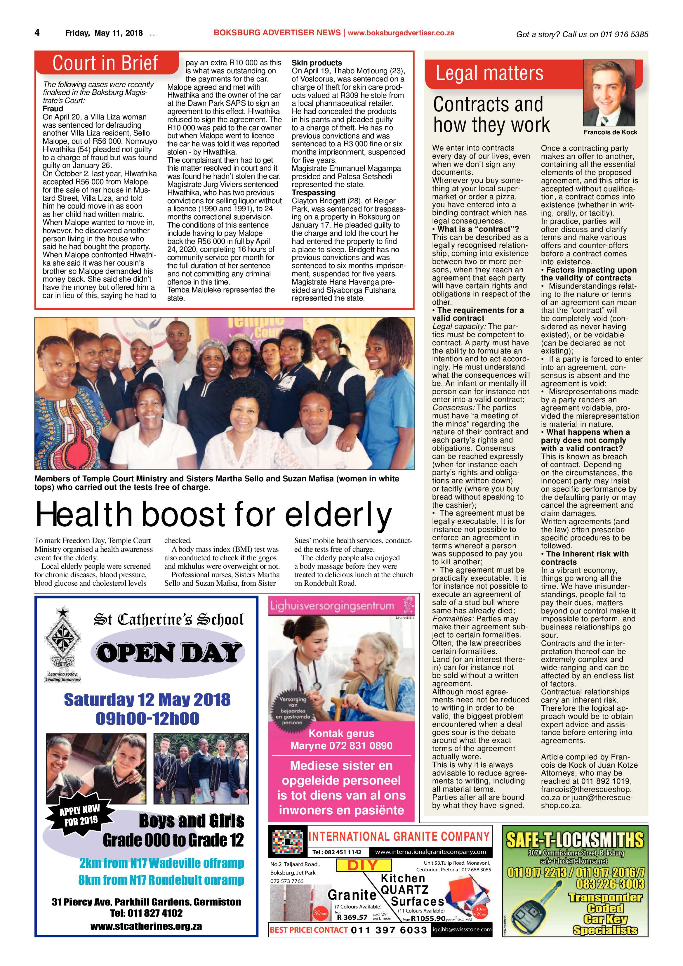 Boksburg Advertiser 08 May 2018 page 4