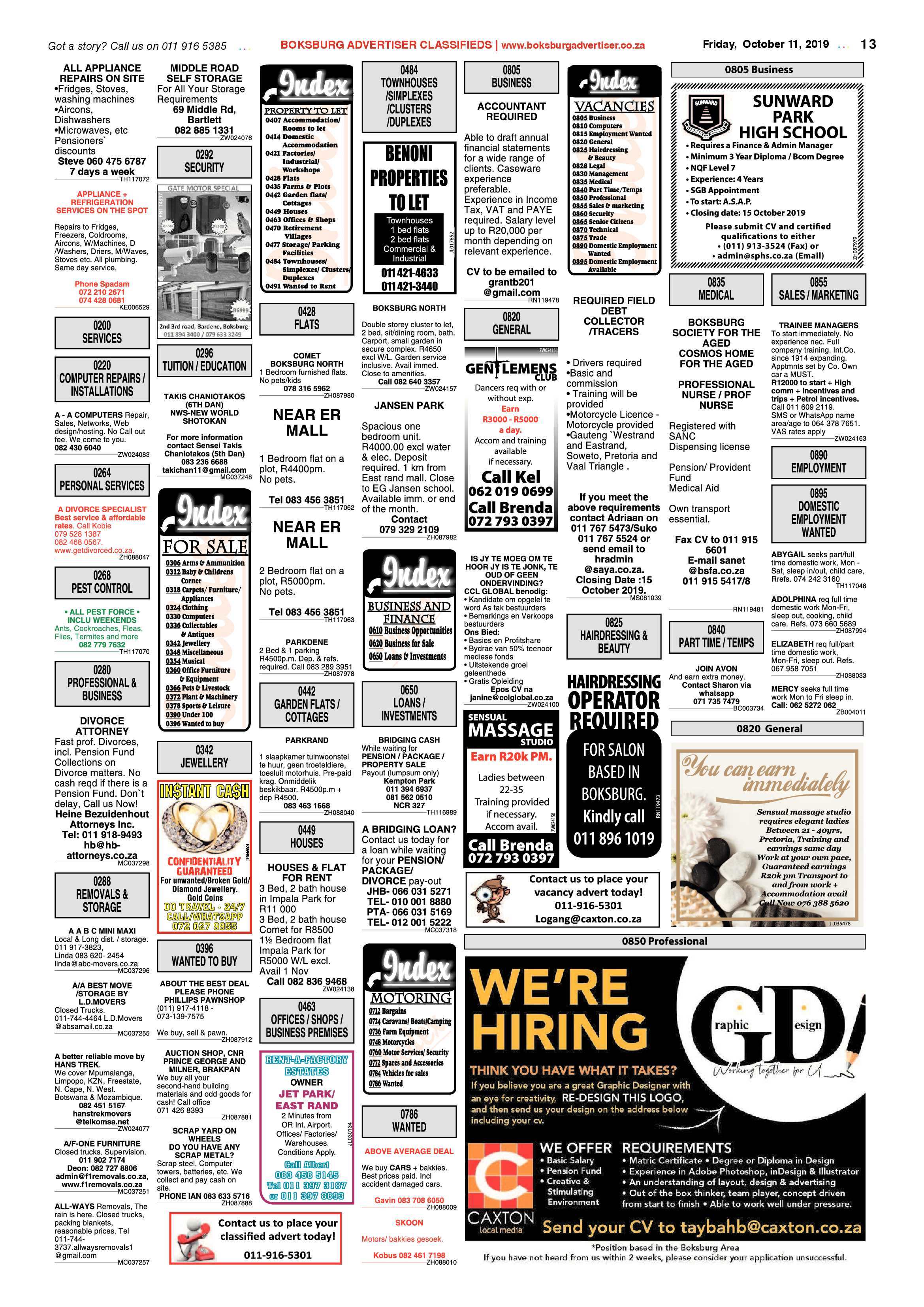 Boksburg Advertiser 08 October 2019 page 13