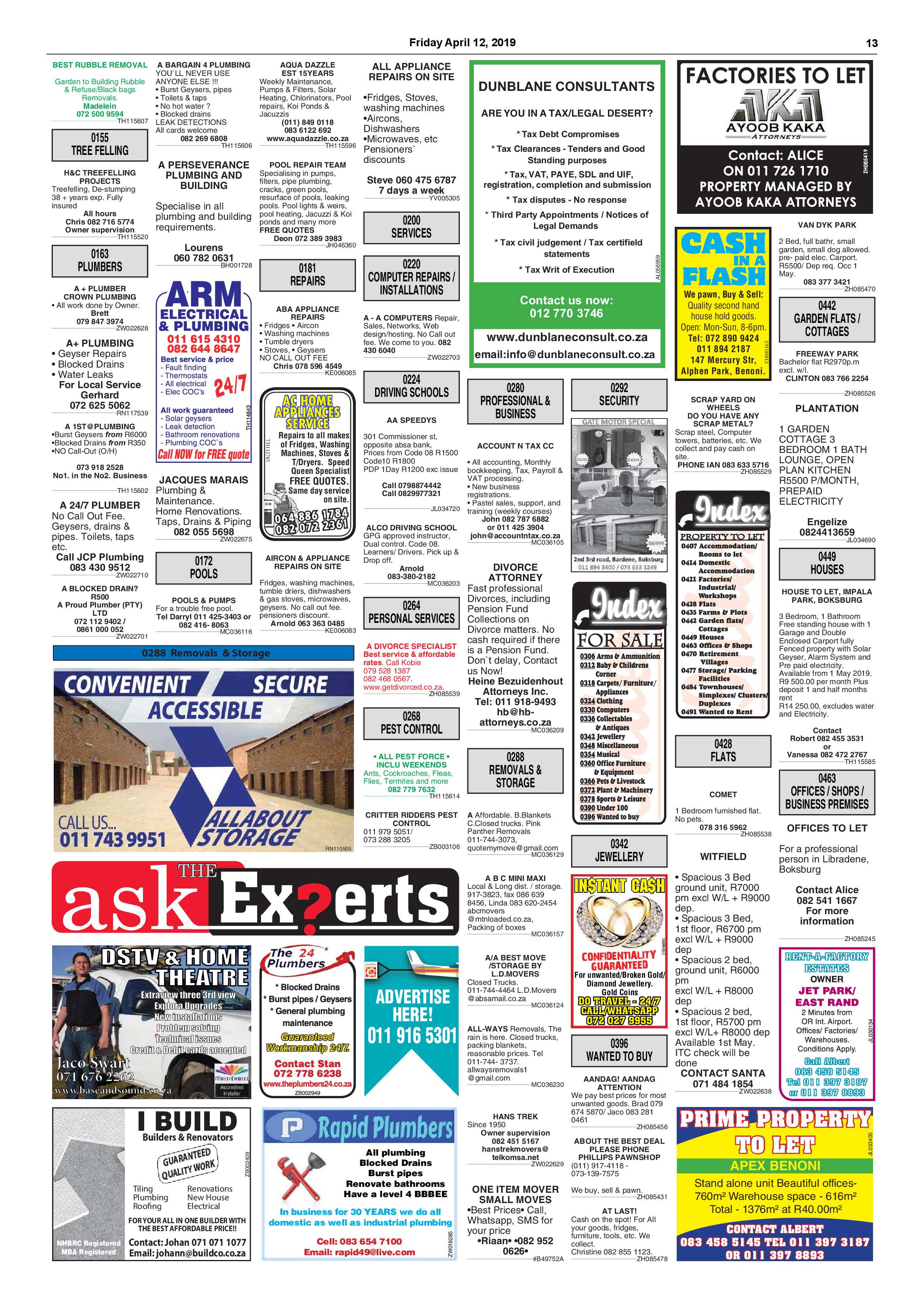Boksburg Advertiser 09 April 2019 page 13