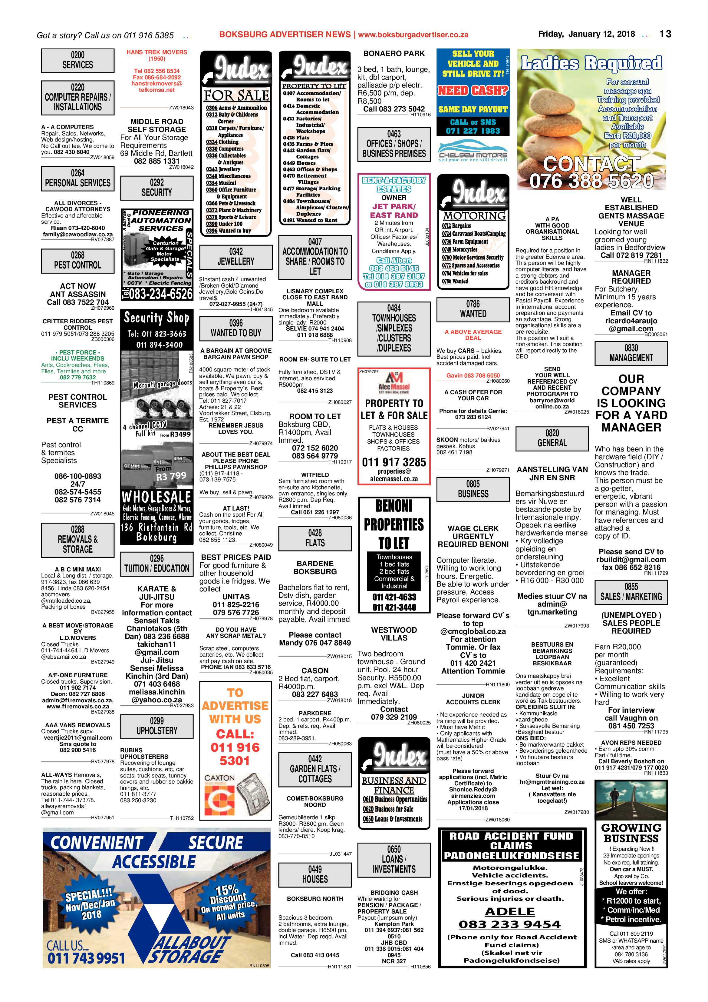Boksburg Advertiser 09 January 2017 page 13