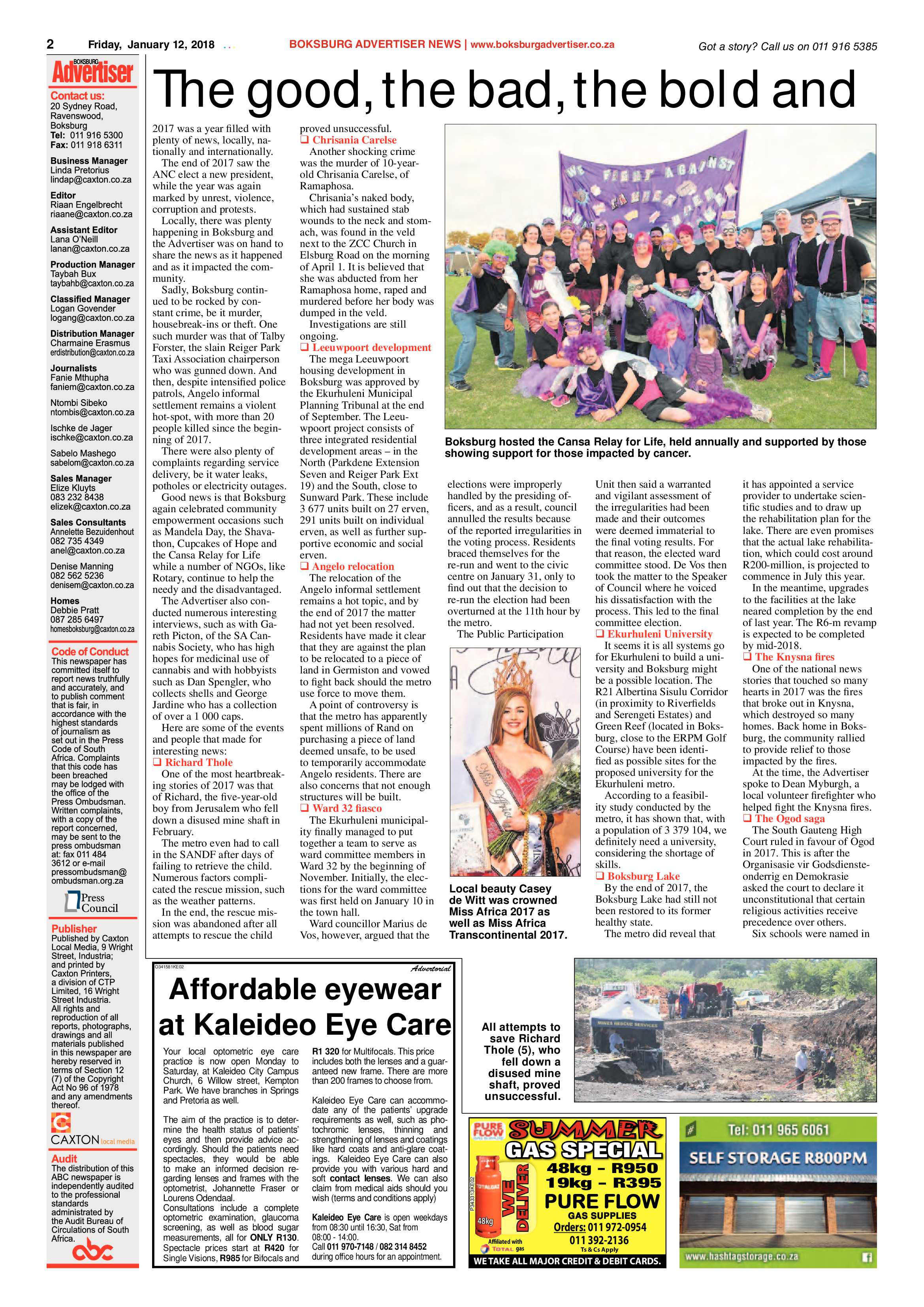 Boksburg Advertiser 09 January 2017 page 2