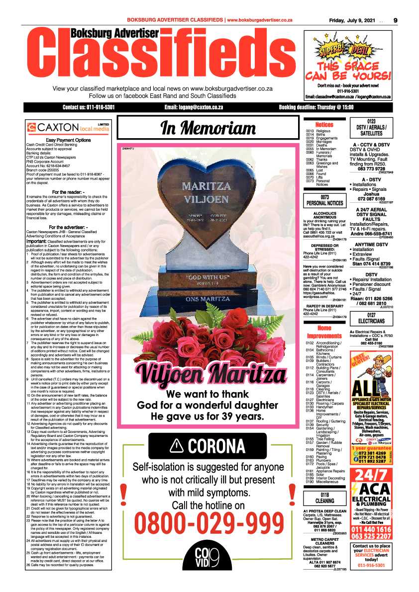 Boksburg Advertiser 09 July 2021 page 9
