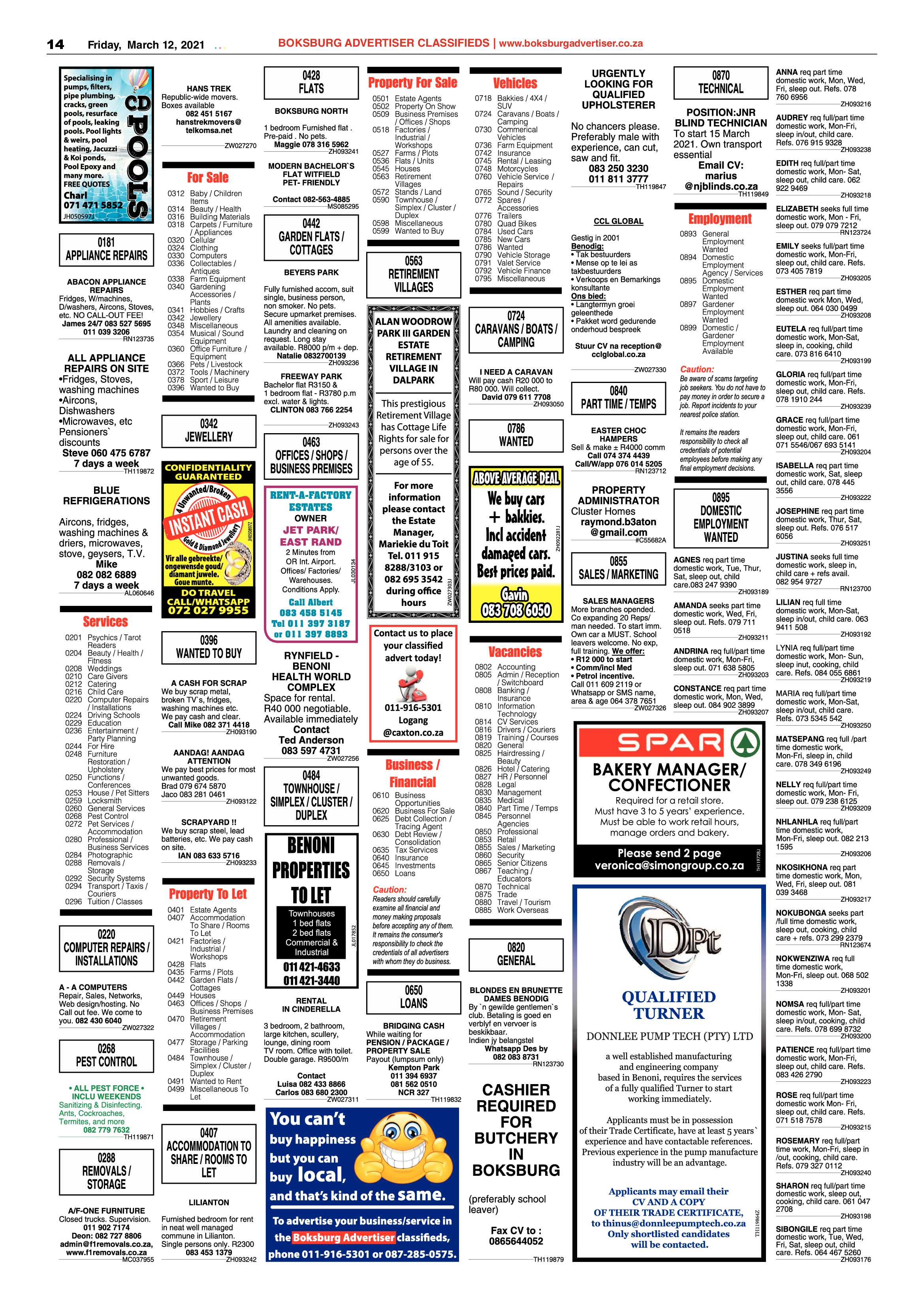 Boksburg Advertiser 09 March 2021 page 14