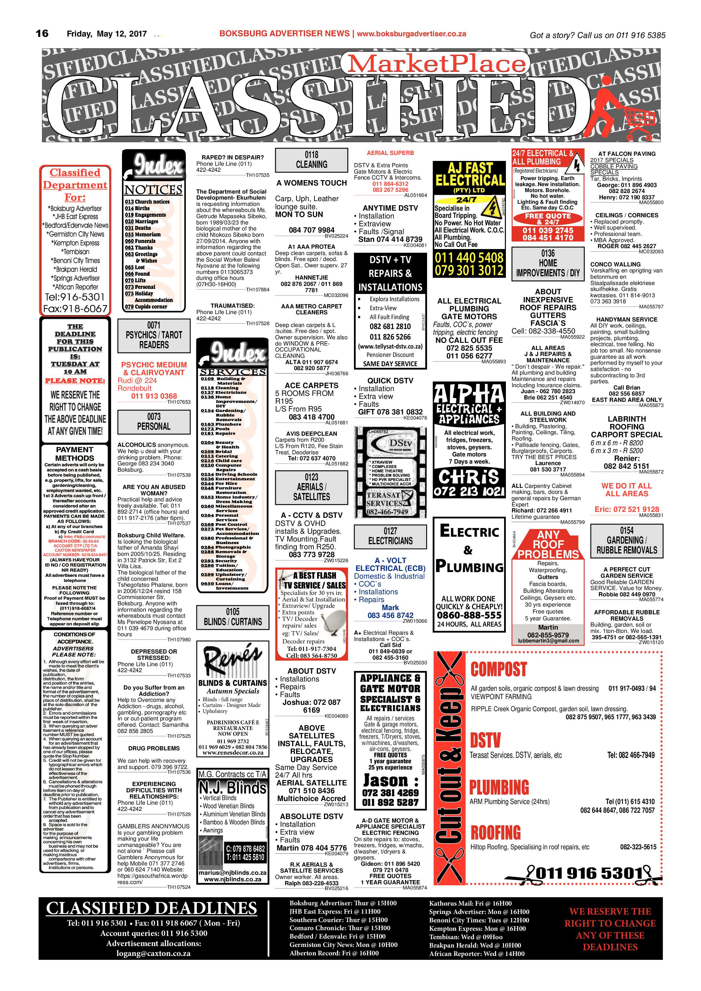 Boksburg Advertiser 09 May 2017 page 16