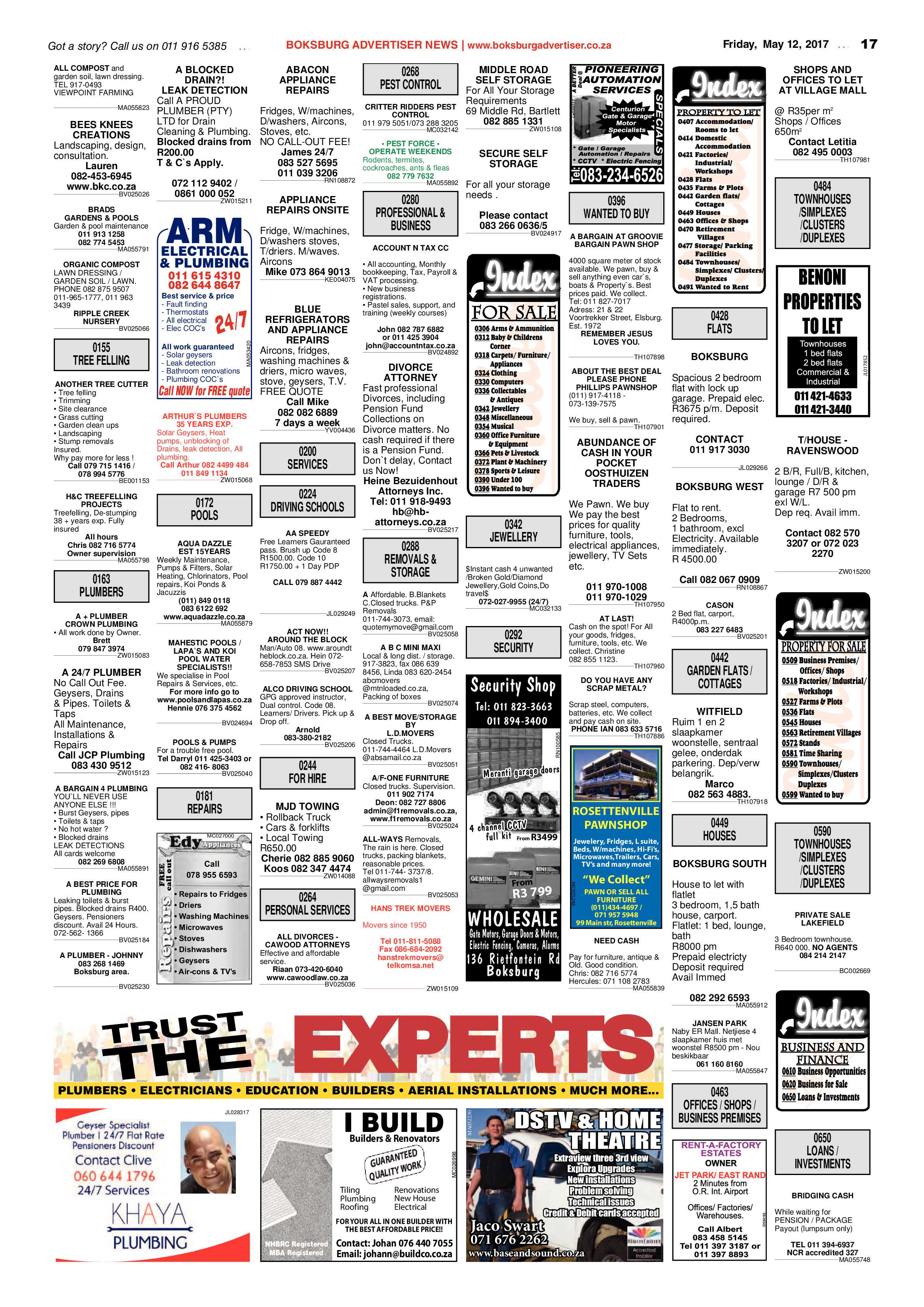 Boksburg Advertiser 09 May 2017 page 17