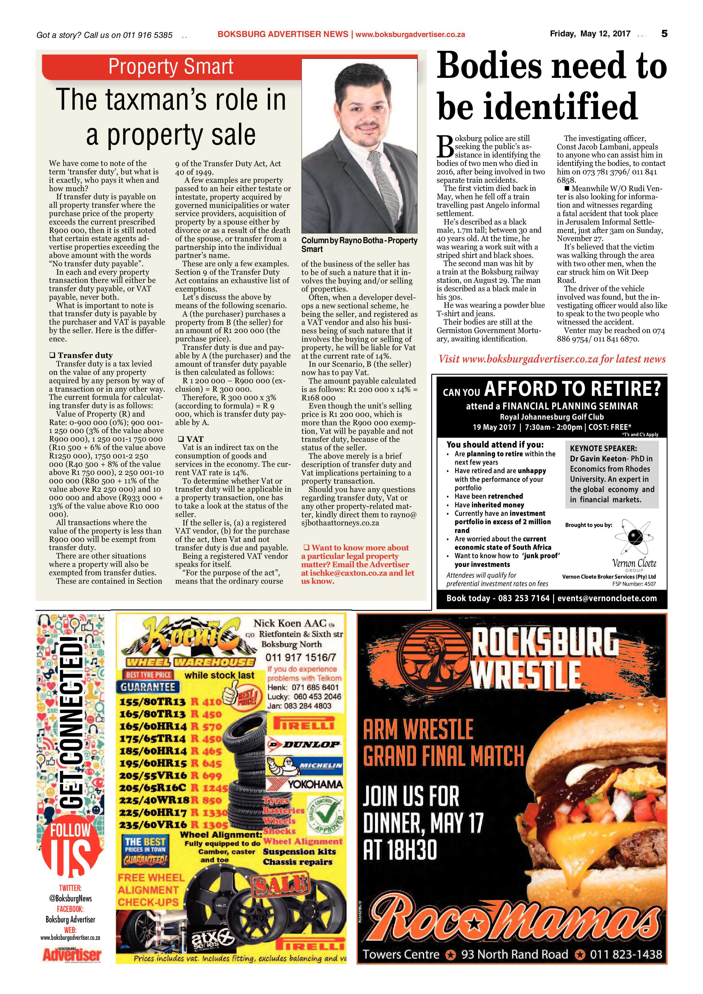 Boksburg Advertiser 09 May 2017 page 5