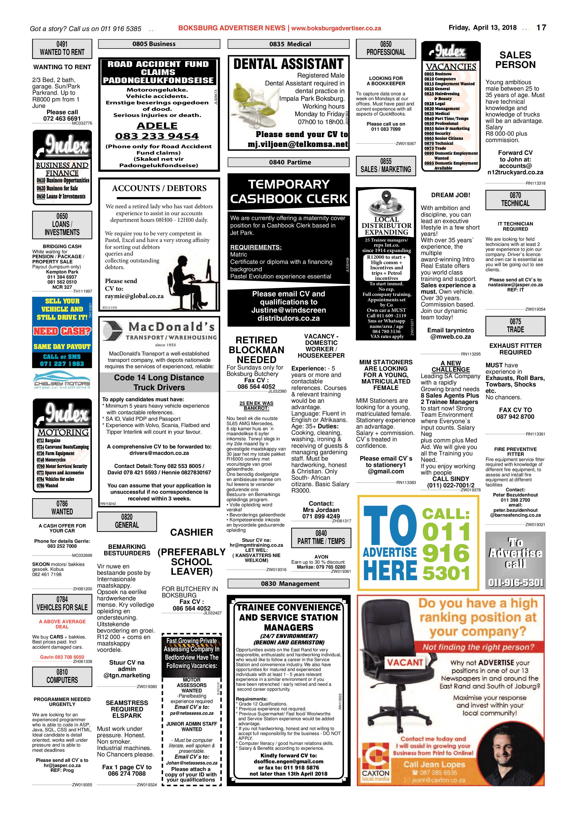Boksburg Advertiser 10 April 2018 page 17