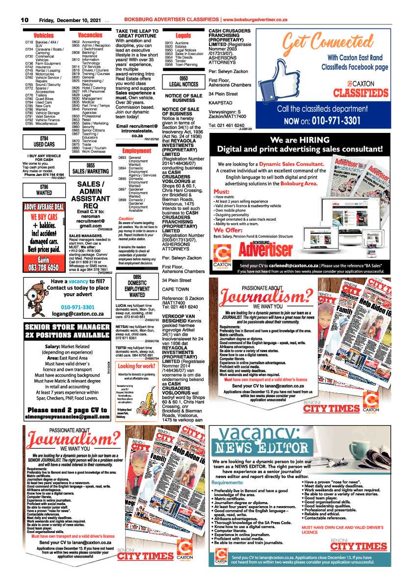 Boksburg Advertiser 10 December 2021 page 12