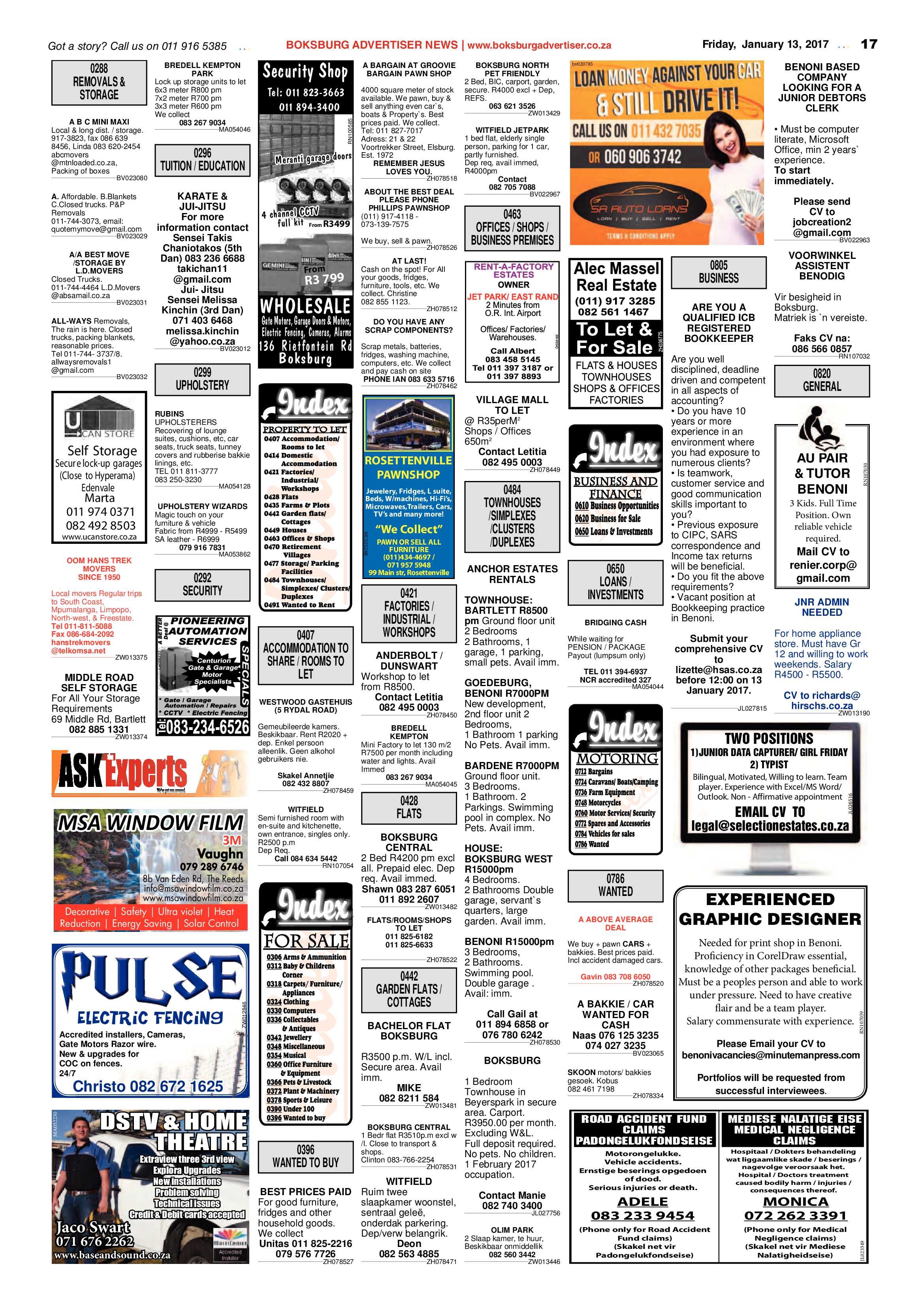 Boksburg Advertiser 10 January 2017 page 17