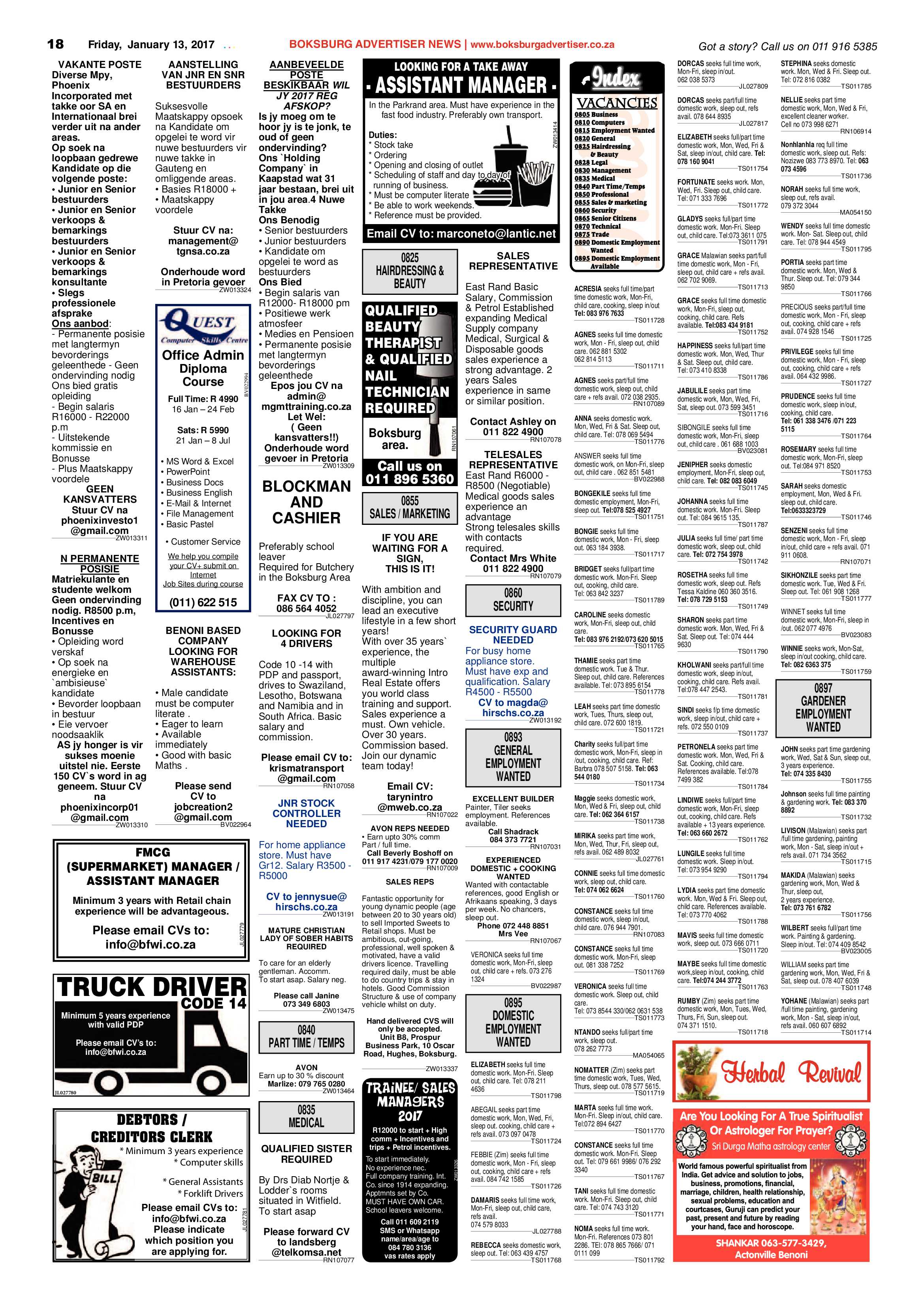 Boksburg Advertiser 10 January 2017 page 18