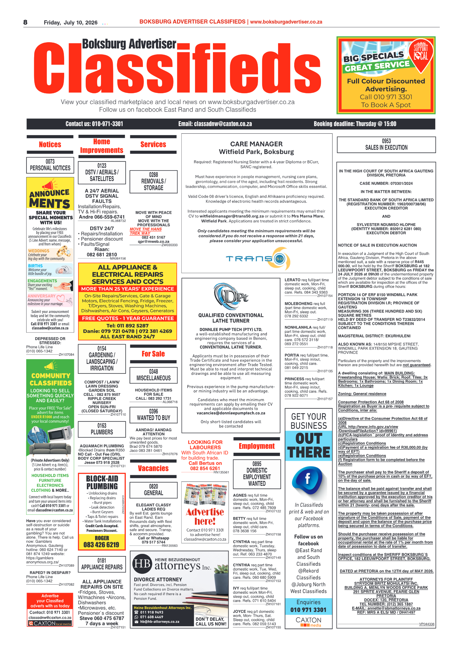 Boksburg Advertiser 10 July 2026 page 8
