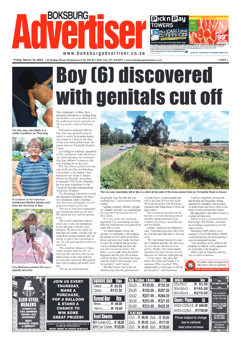 Boksburg Advertiser 10 March 2023 page 1