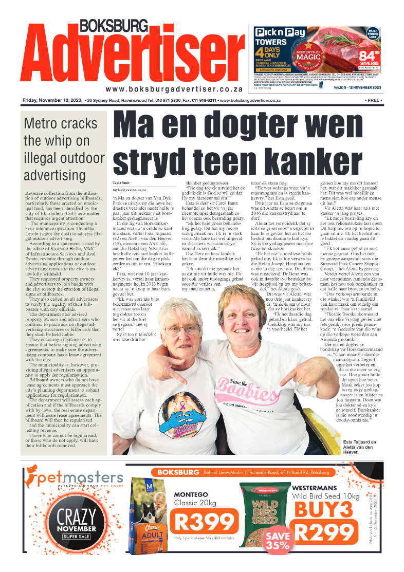 Boksburg Advertiser 10 November 2023 page 1