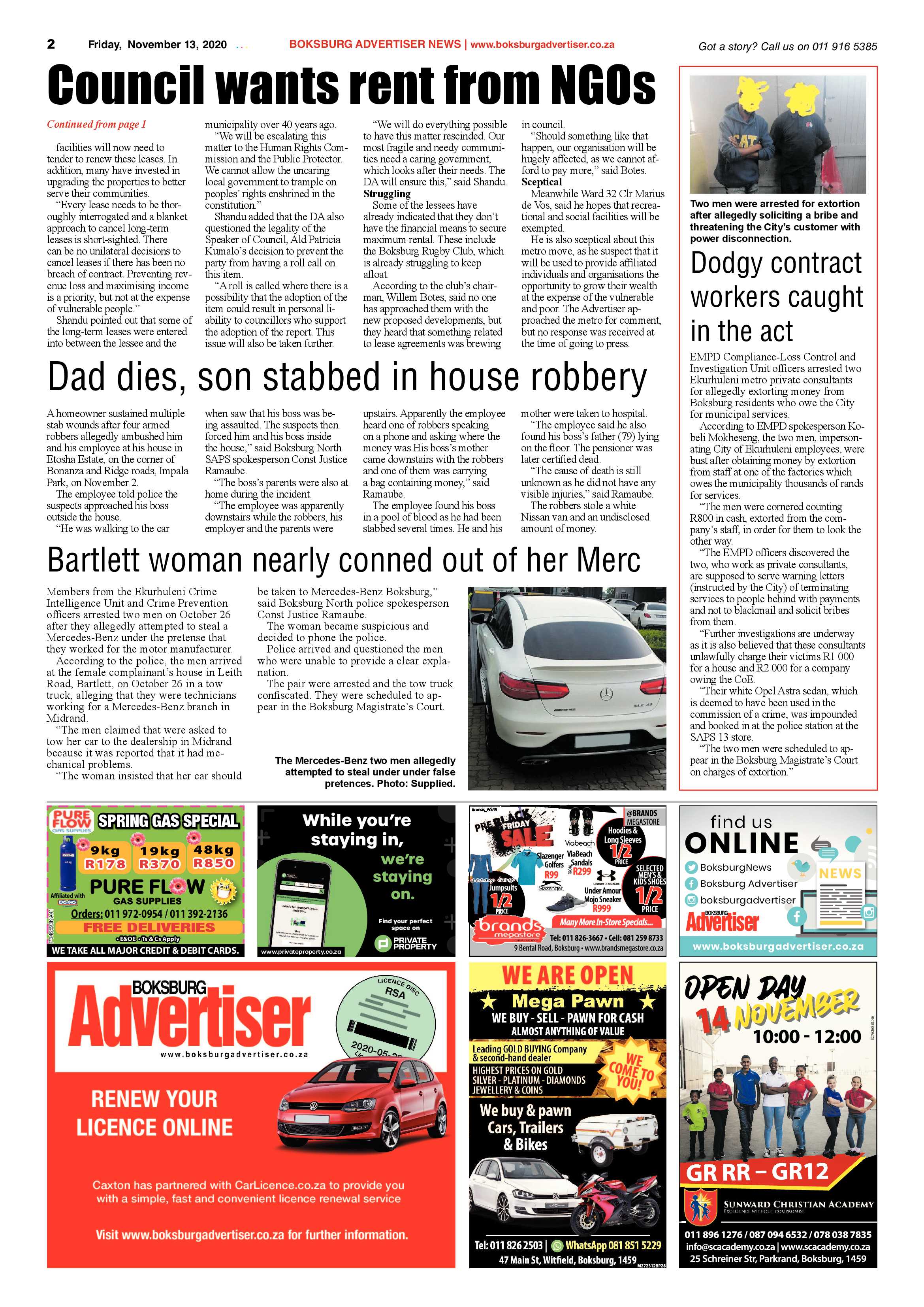 Boksburg Advertiser 10 November  2020 page 2