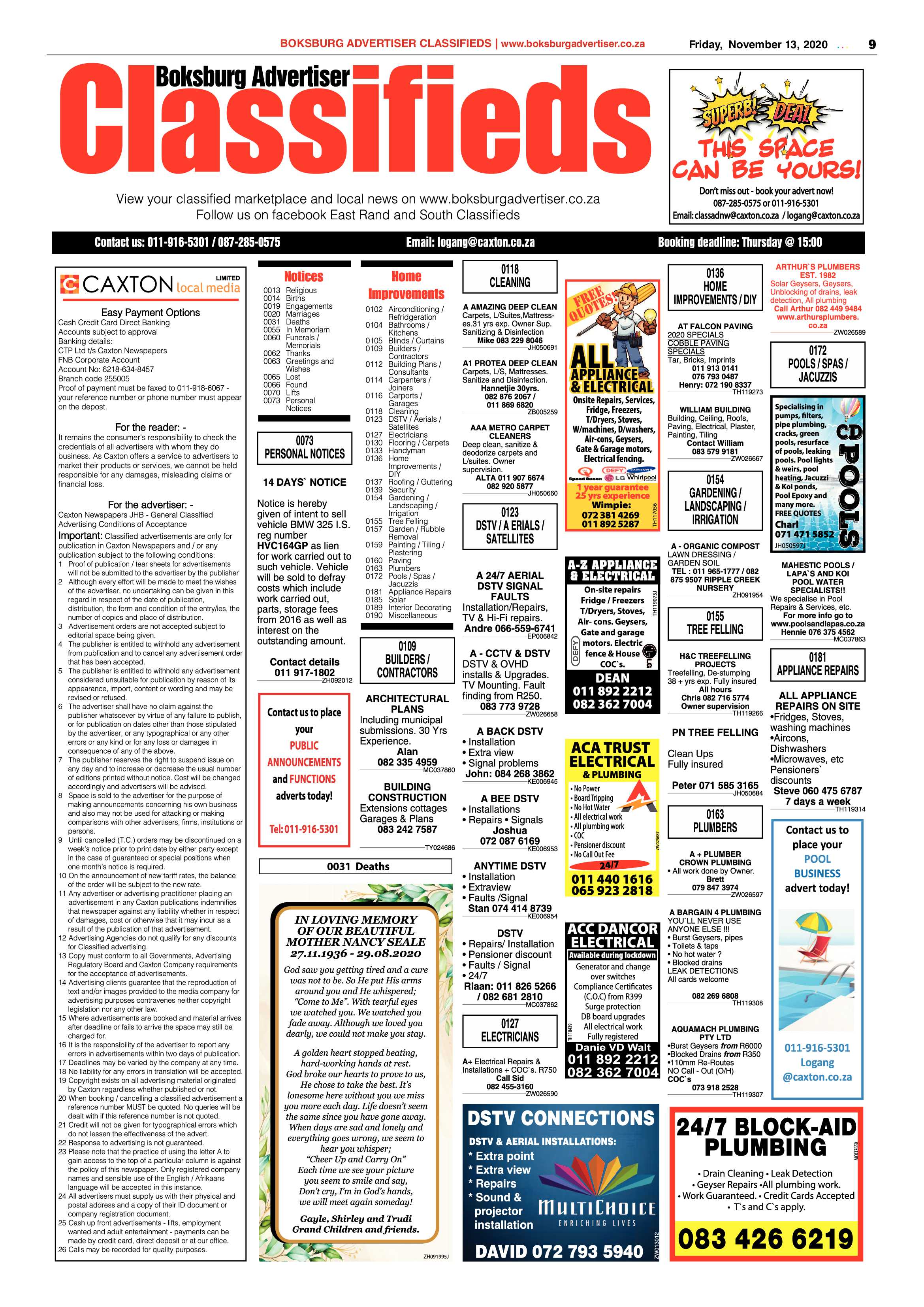 Boksburg Advertiser 10 November  2020 page 9