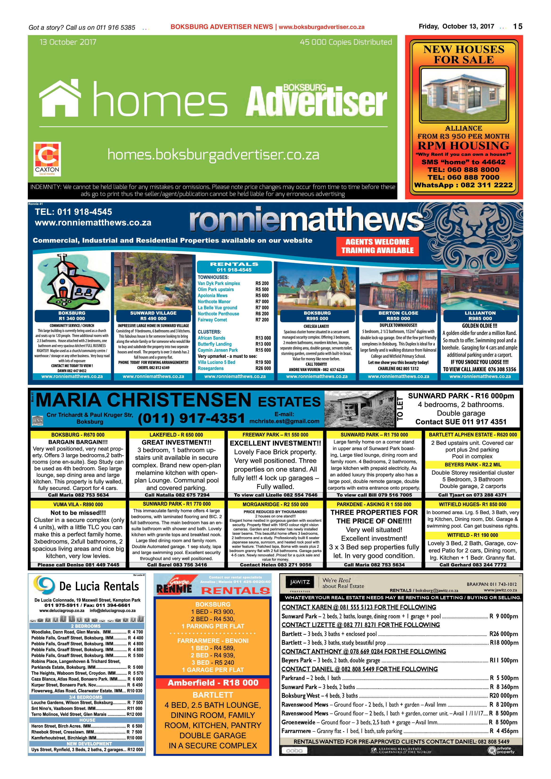 Boksburg Advertiser 10 October 2017 page 15