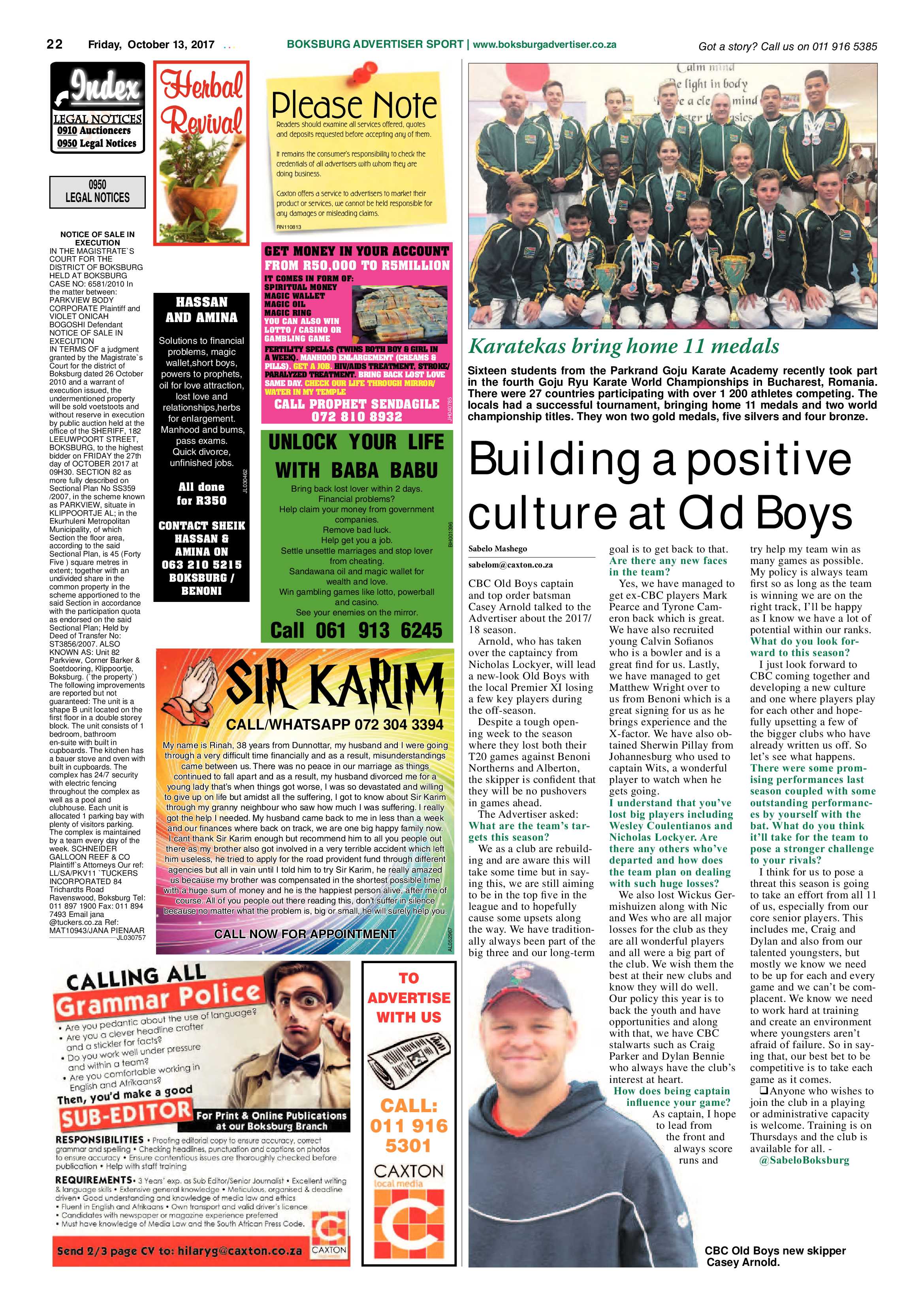 Boksburg Advertiser 10 October 2017 page 22