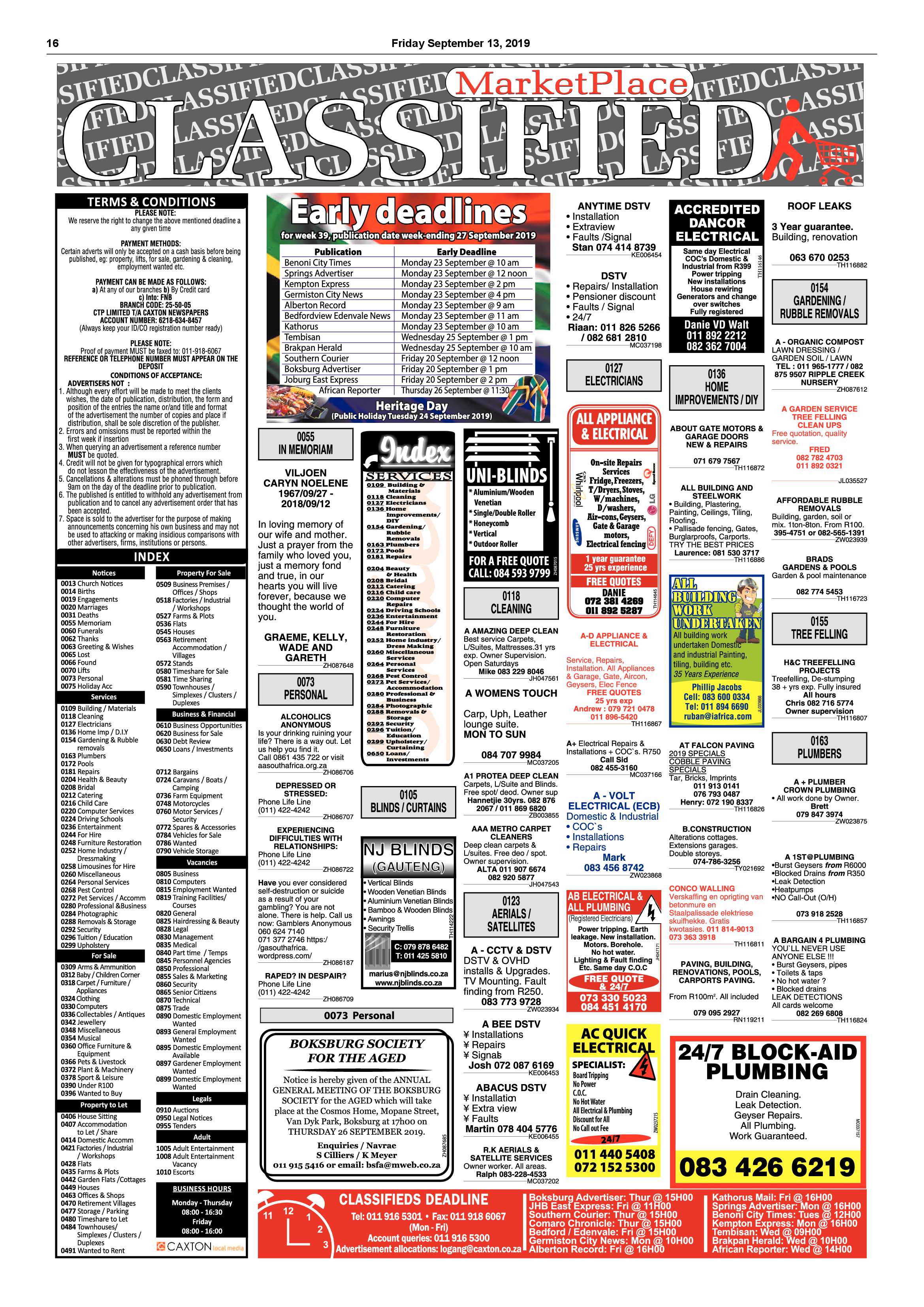 Boksburg Advertiser 10 September 2019 page 16