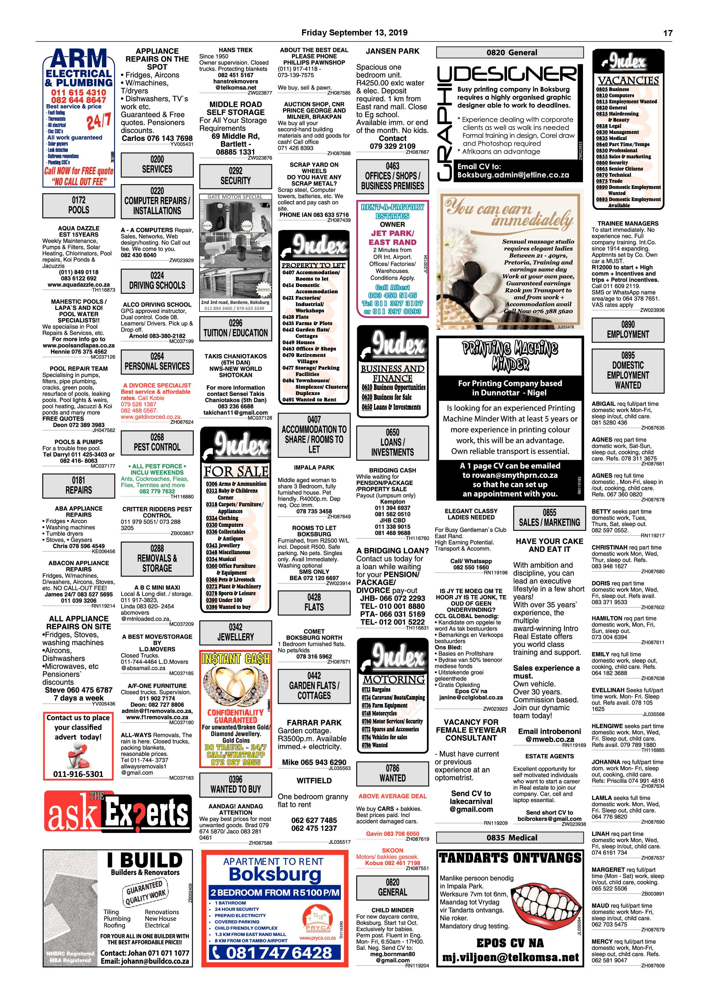 Boksburg Advertiser 10 September 2019 page 17