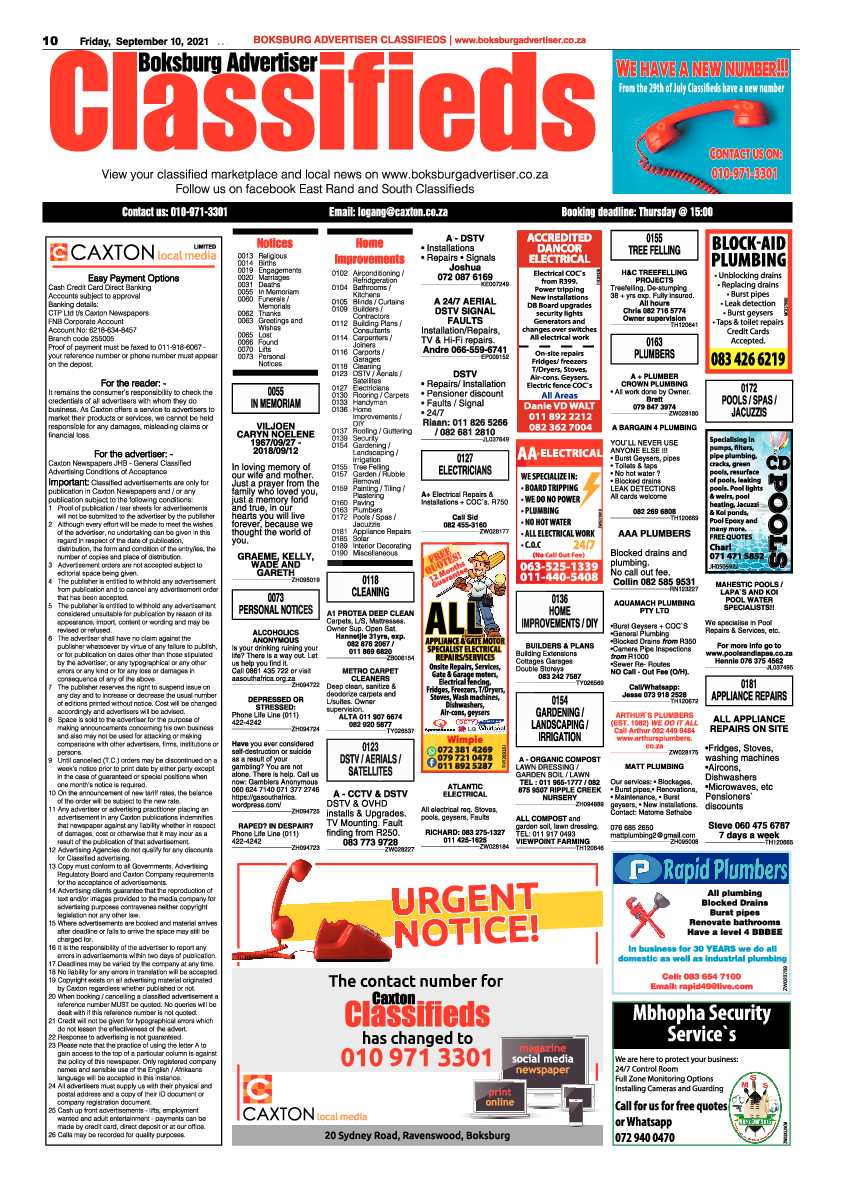Boksburg Advertiser 10 September 2021 page 10