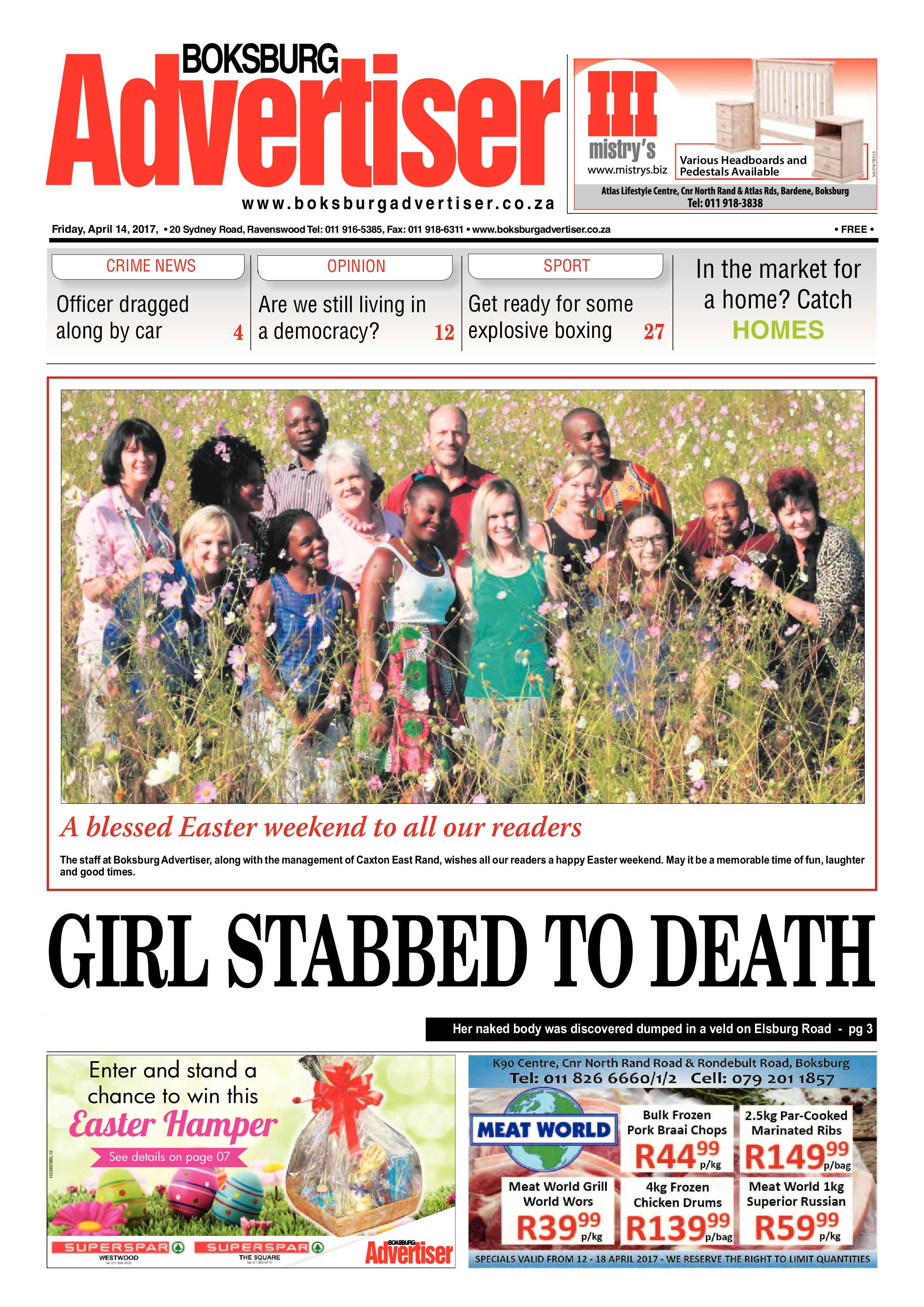 Boksburg Advertiser 11 April 2017 page 1
