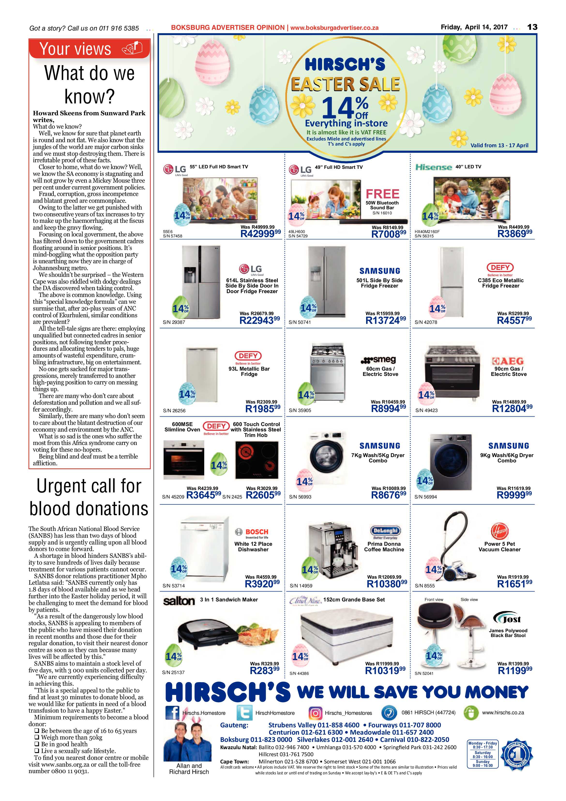 Boksburg Advertiser 11 April 2017 page 13
