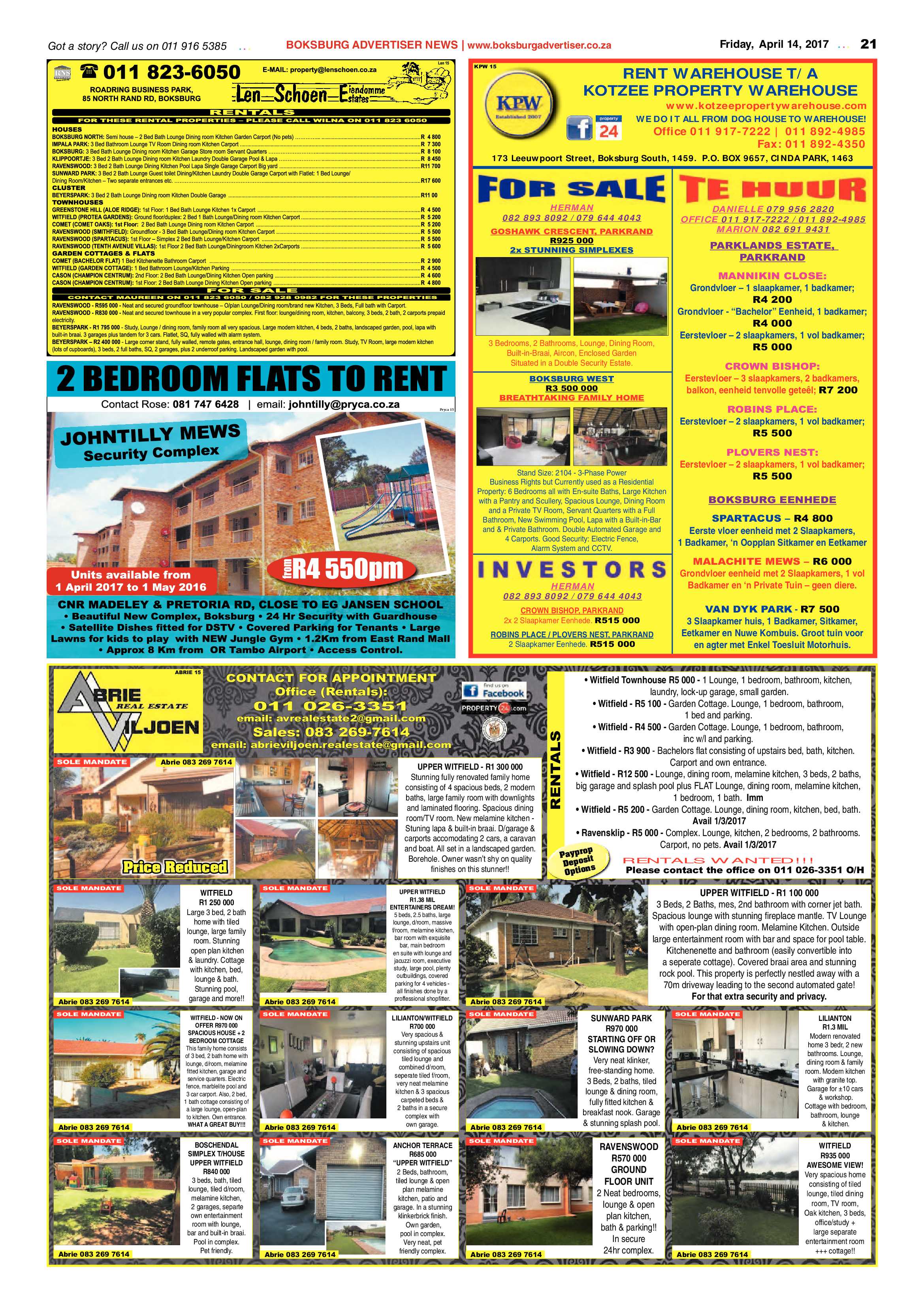 Boksburg Advertiser 11 April 2017 page 21