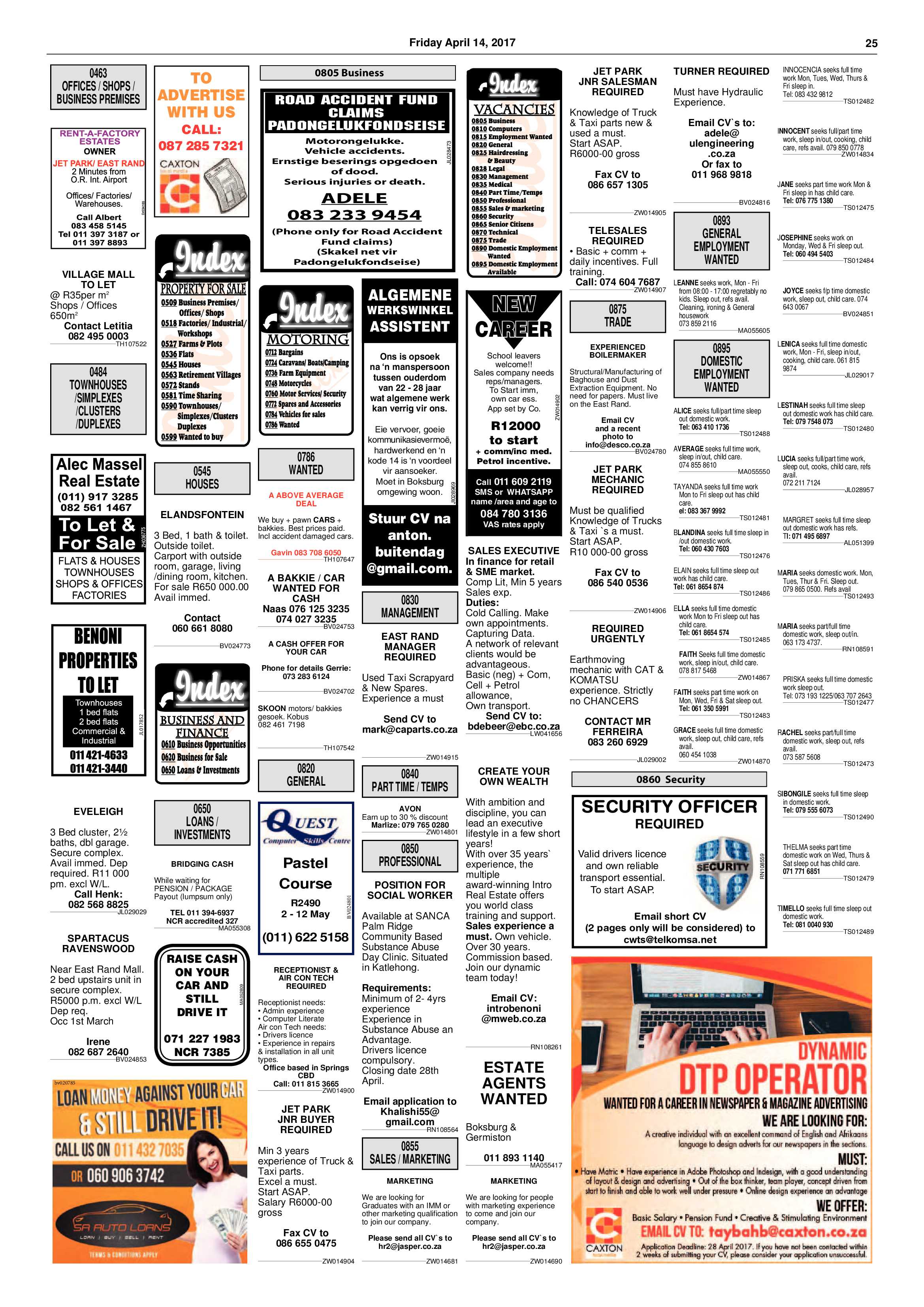 Boksburg Advertiser 11 April 2017 page 25