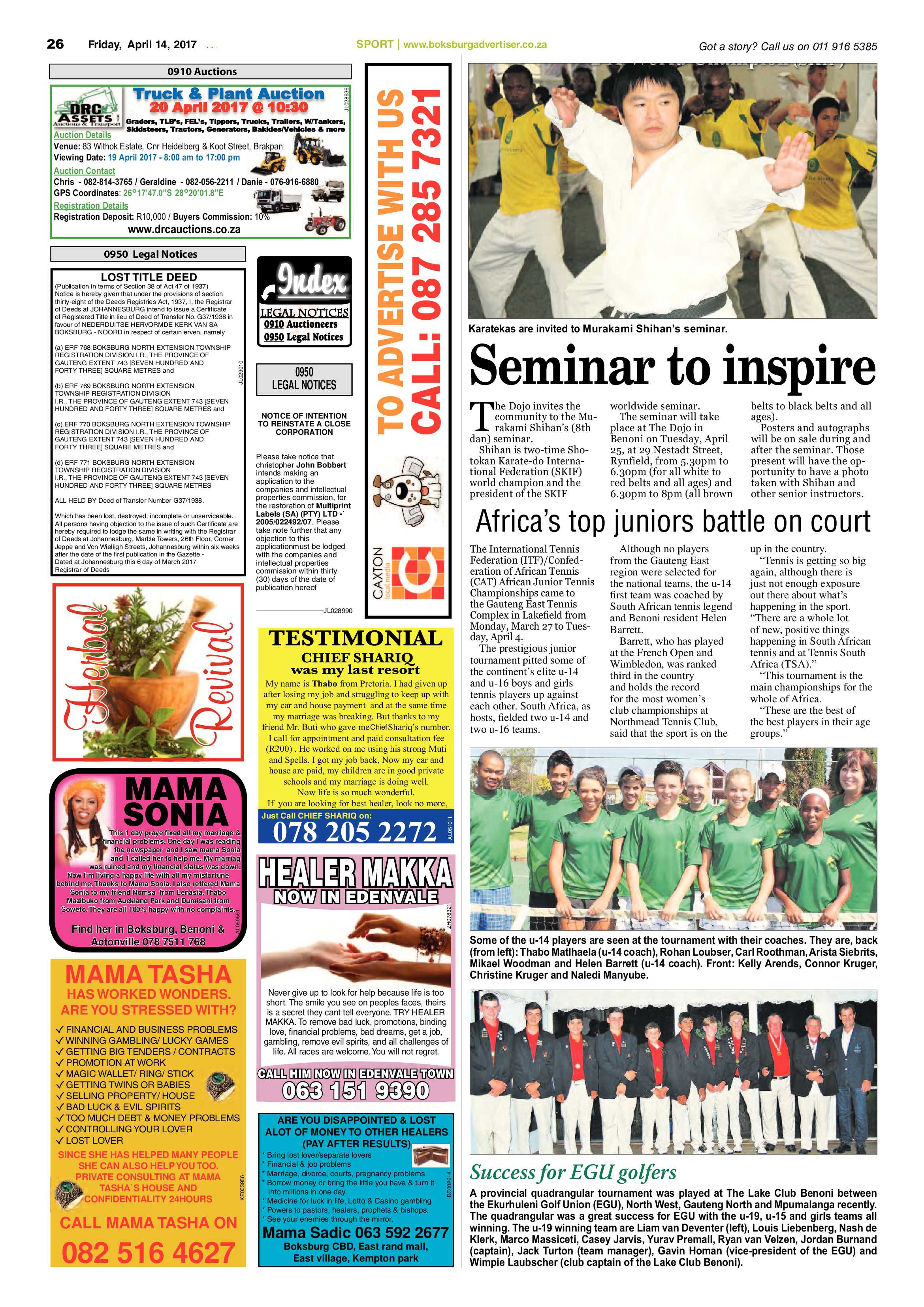 Boksburg Advertiser 11 April 2017 page 26