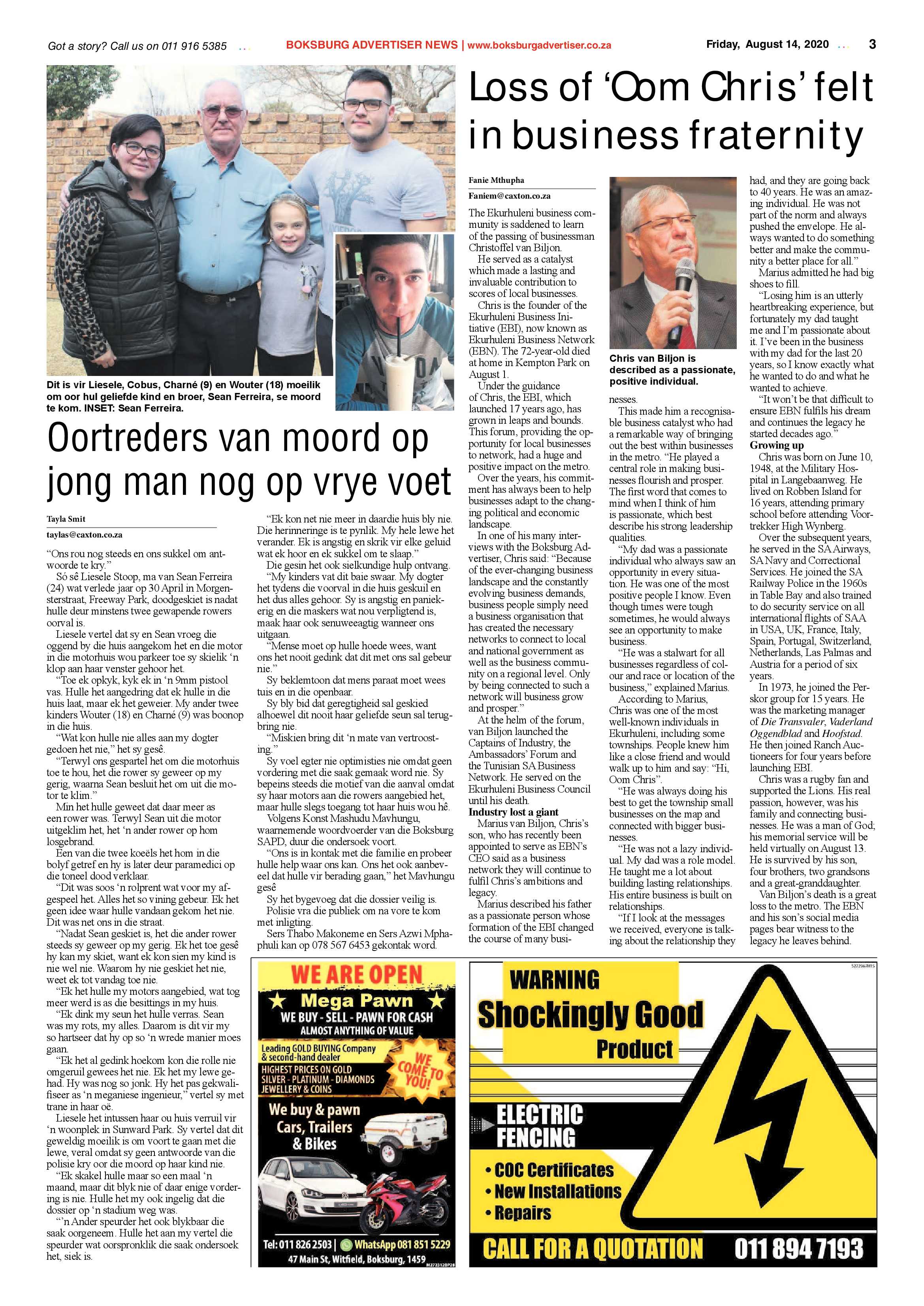 Boksburg Advertiser 11 August 2020 page 3
