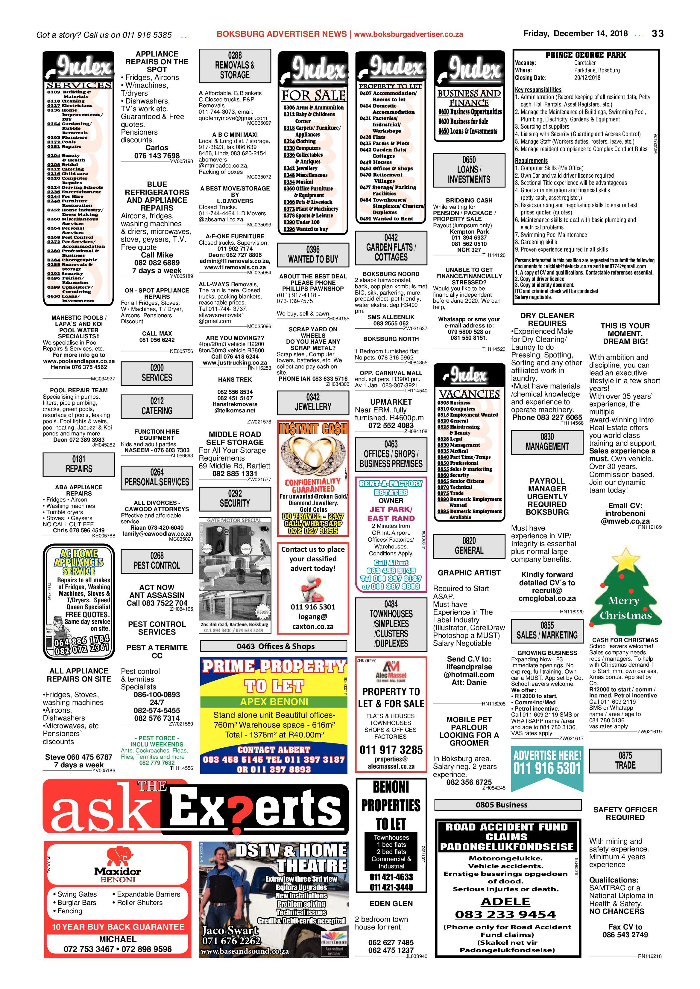 Boksburg Advertiser 11 December 2018 page 33