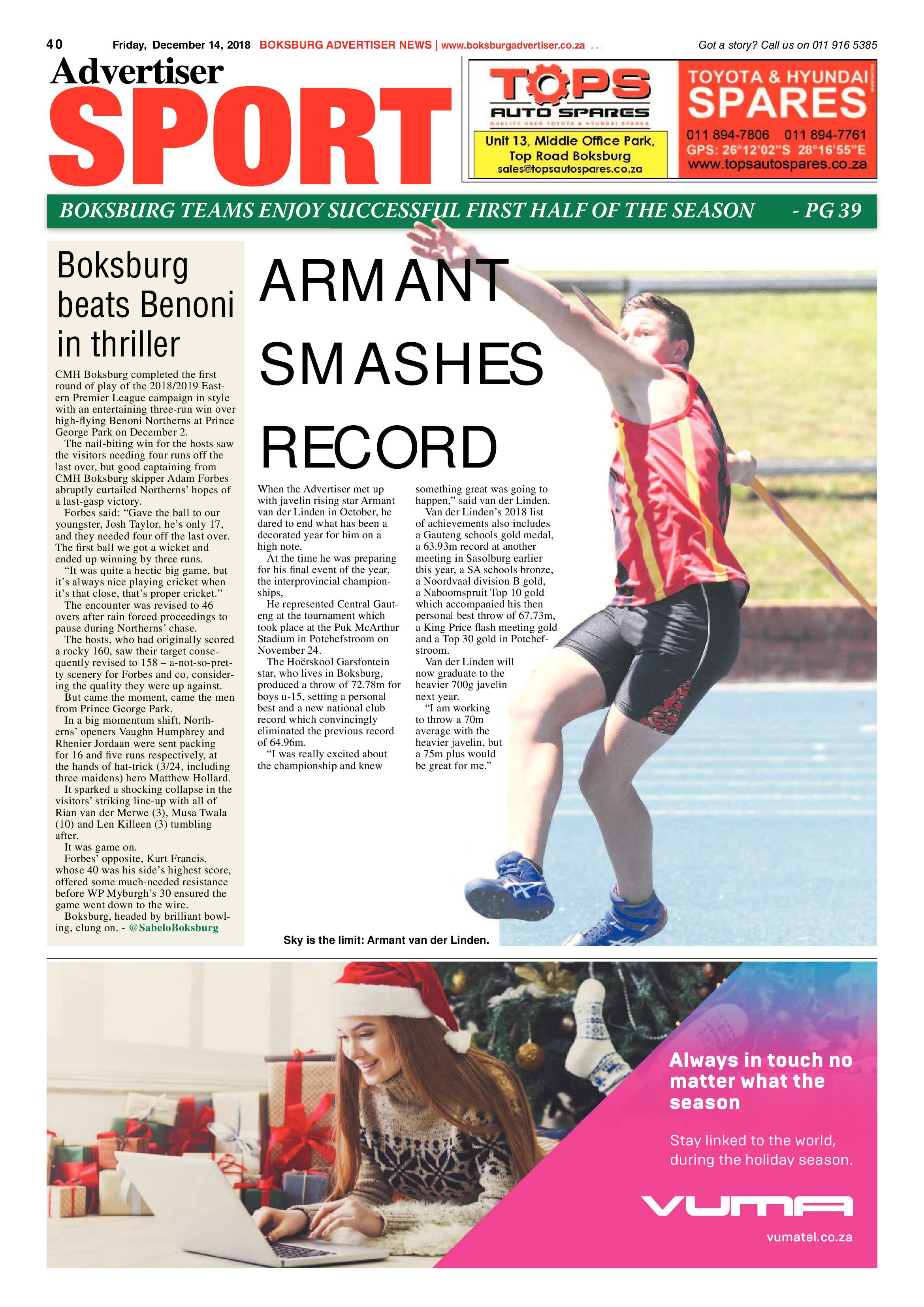 Boksburg Advertiser 11 December 2018 page 40