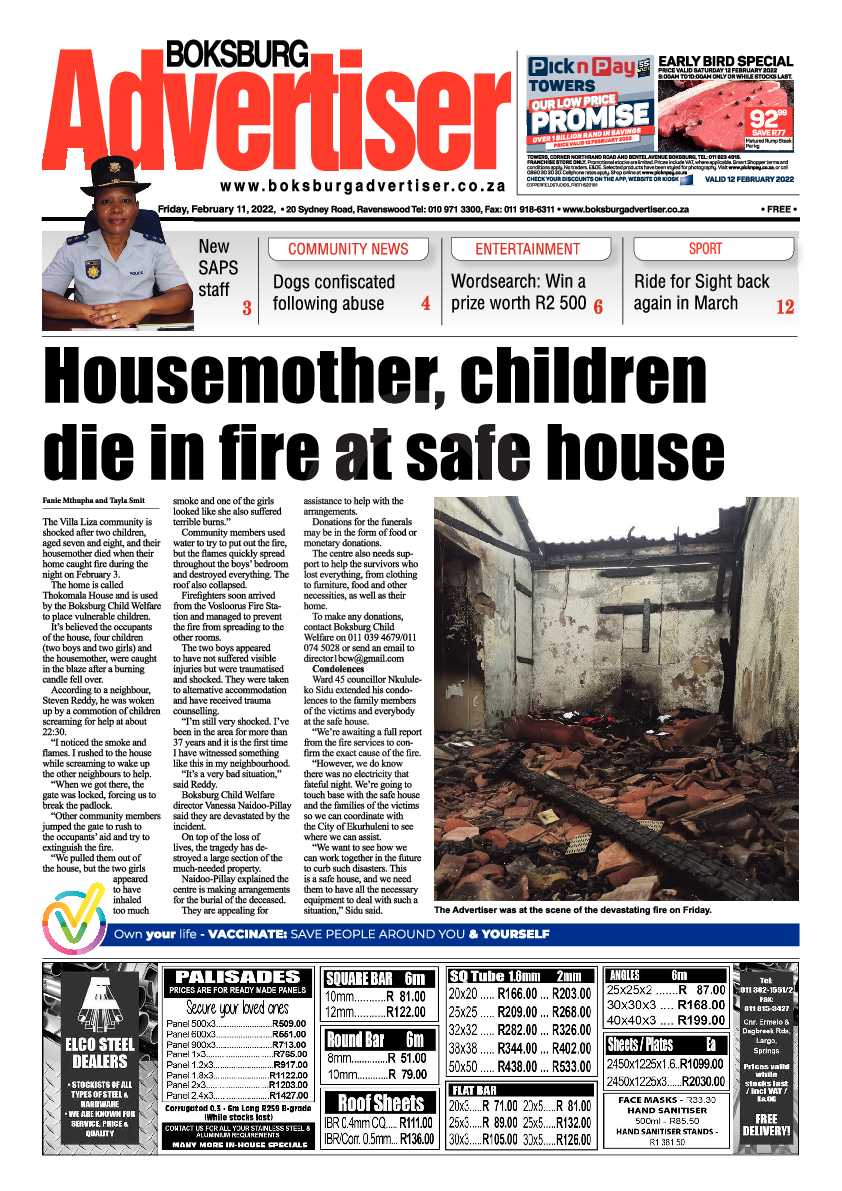 Boksburg Advertiser 11 February 2022 page 1