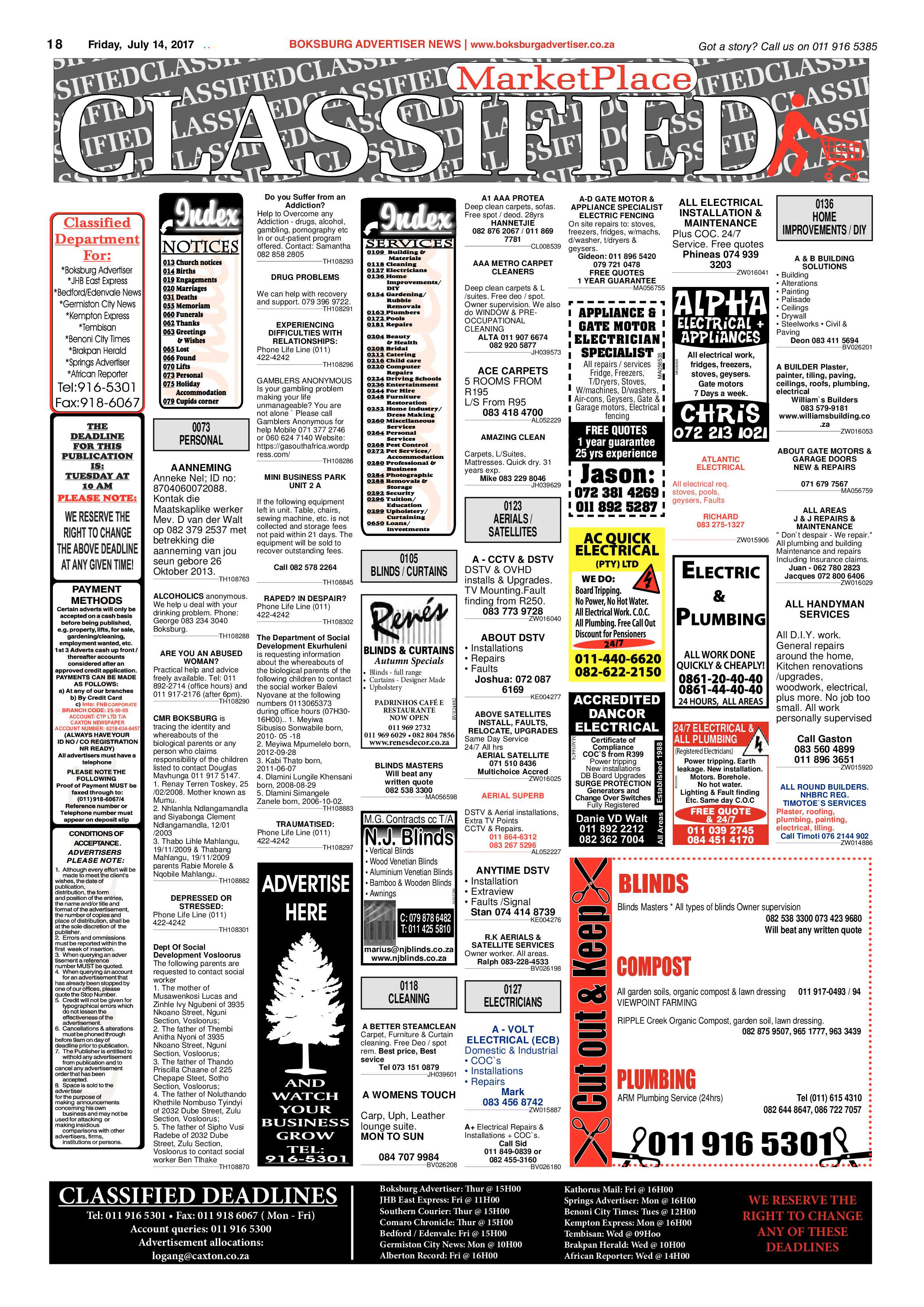 Boksburg Advertiser 11 July 2017 page 18
