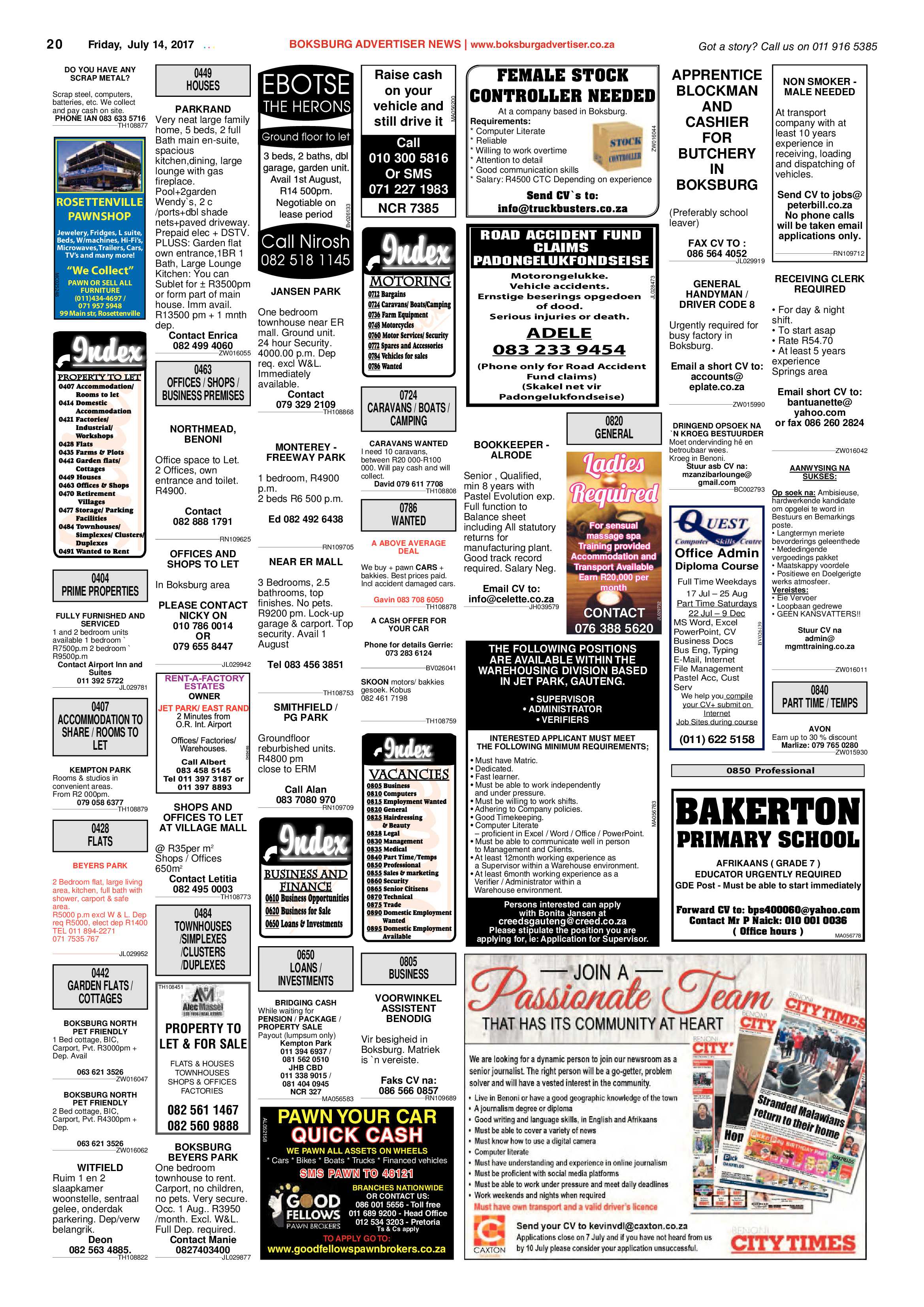 Boksburg Advertiser 11 July 2017 page 20