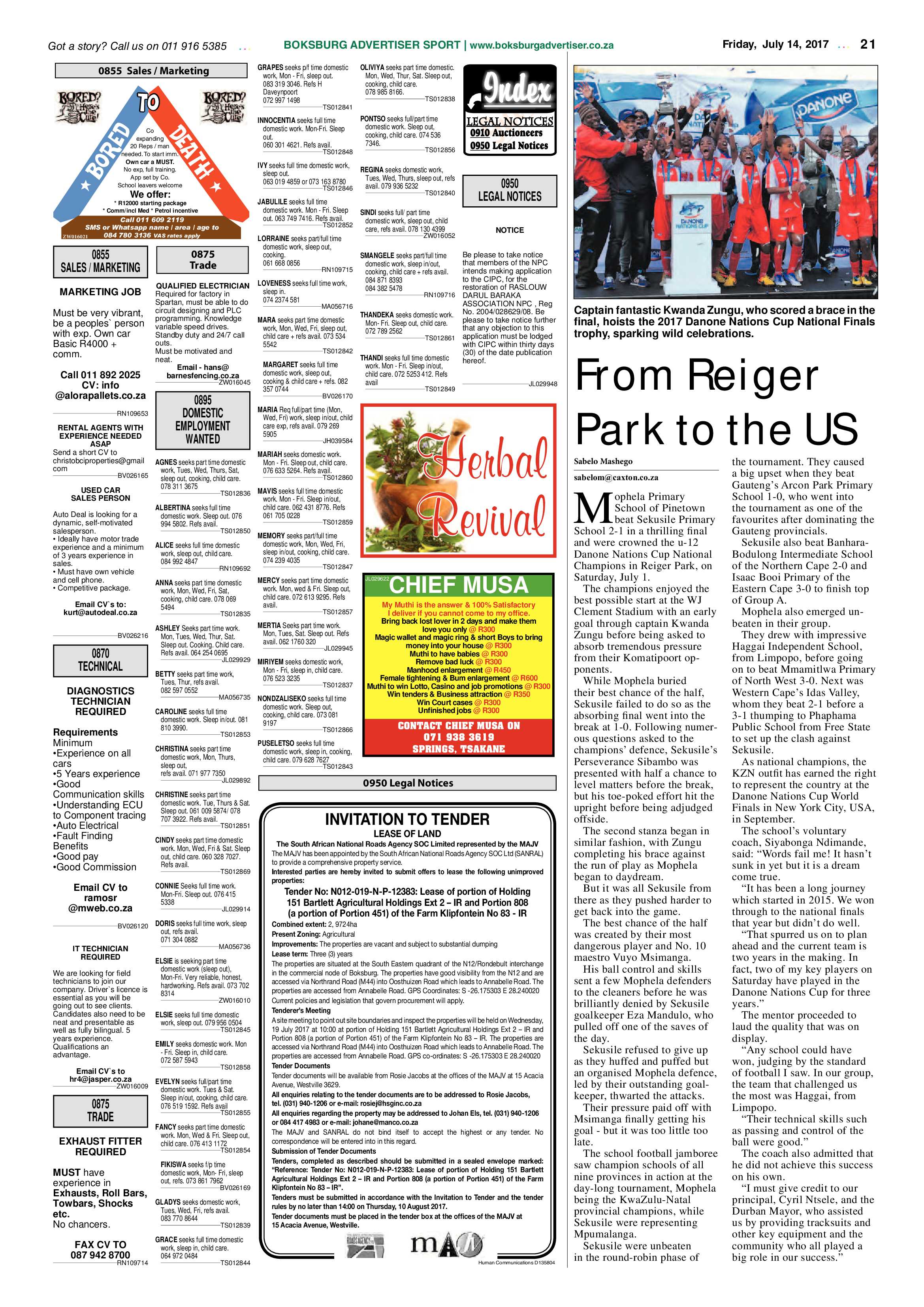 Boksburg Advertiser 11 July 2017 page 21