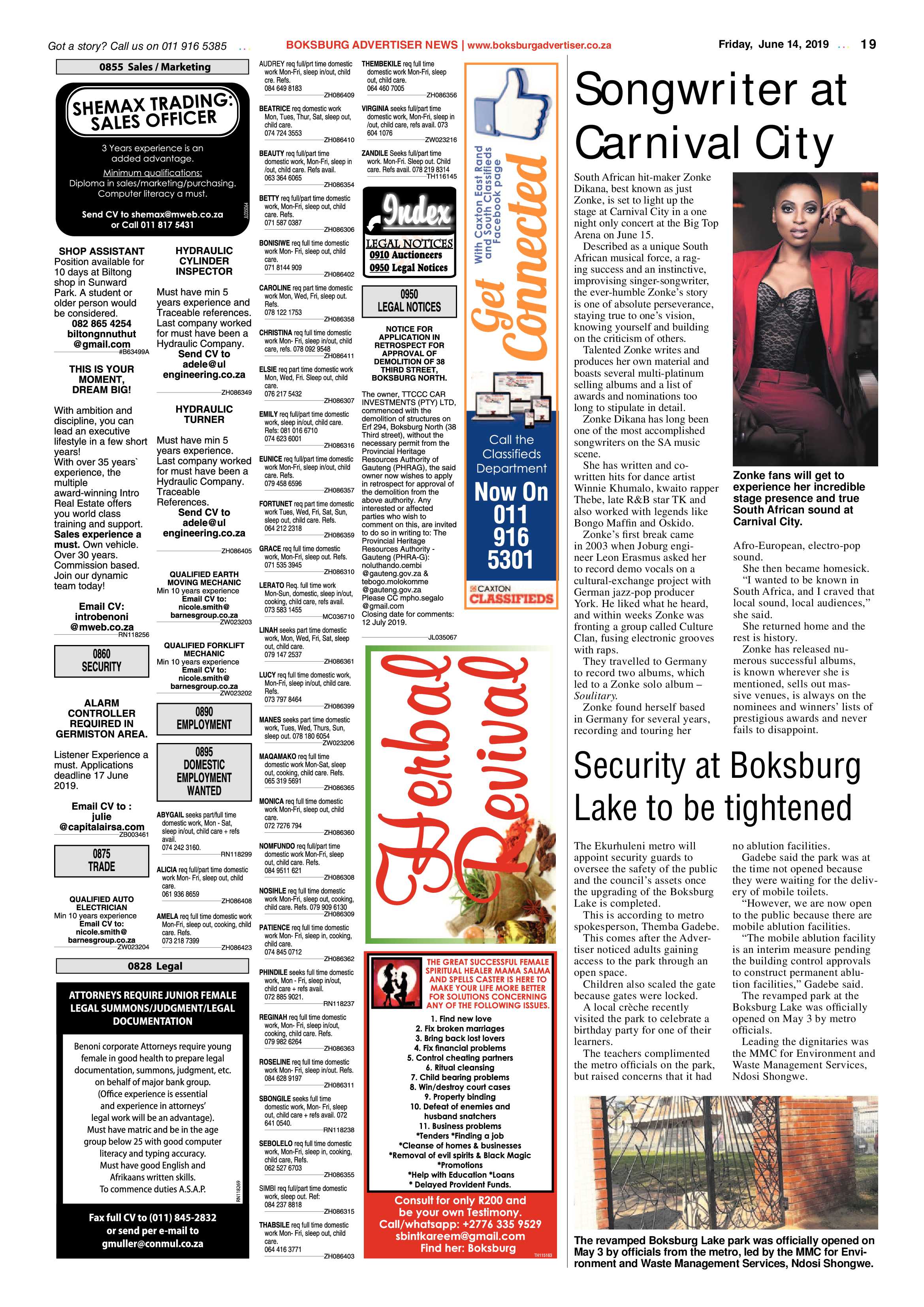 Boksburg Advertiser 11 June 2019 page 19