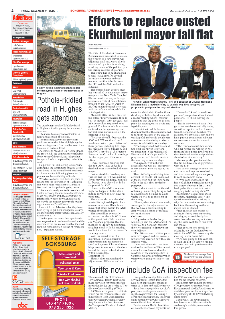 Boksburg Advertiser 11 Nov 2022 page 2
