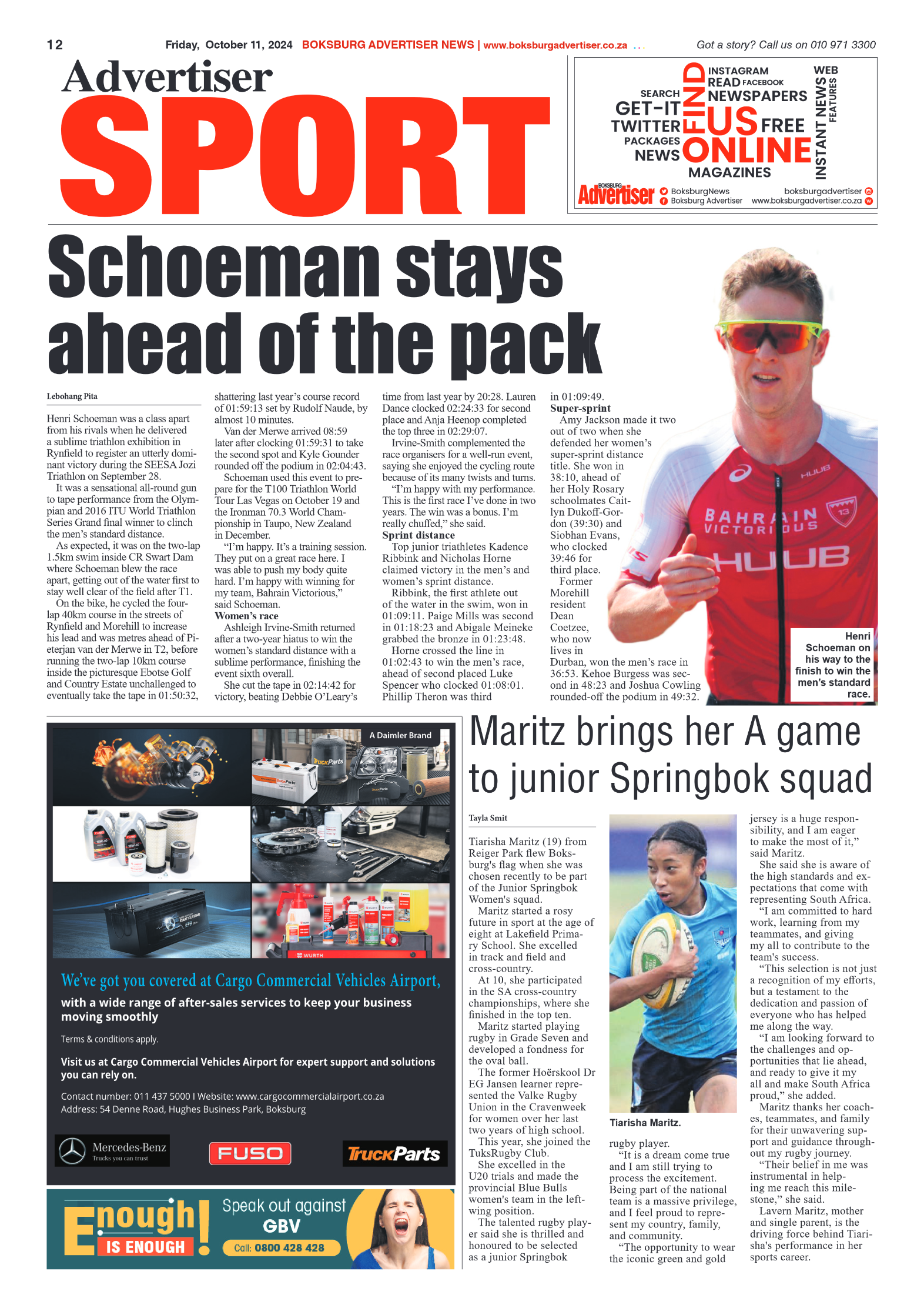 Boksburg Advertiser 11 October 2024 page 12