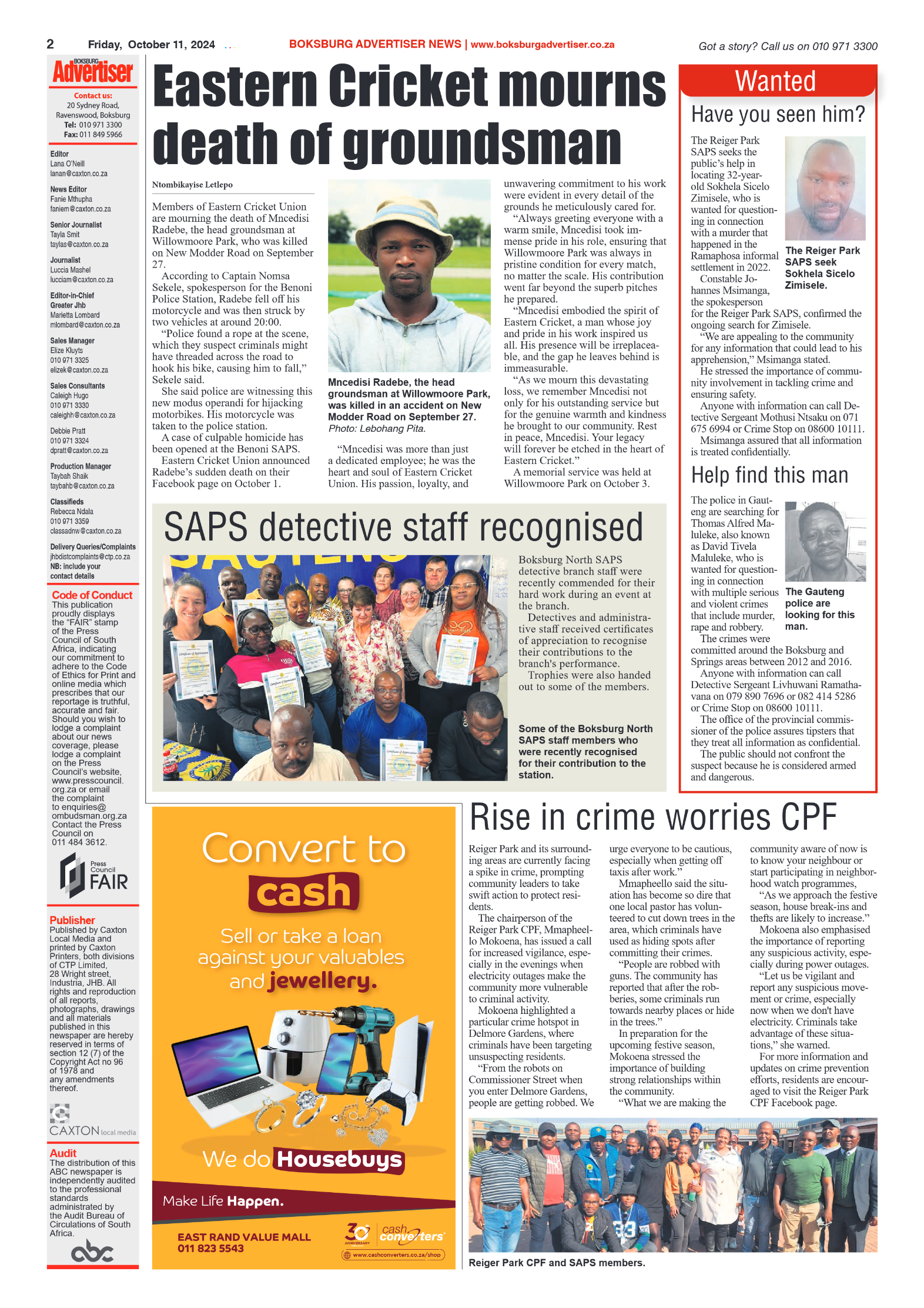 Boksburg Advertiser 11 October 2024 page 2