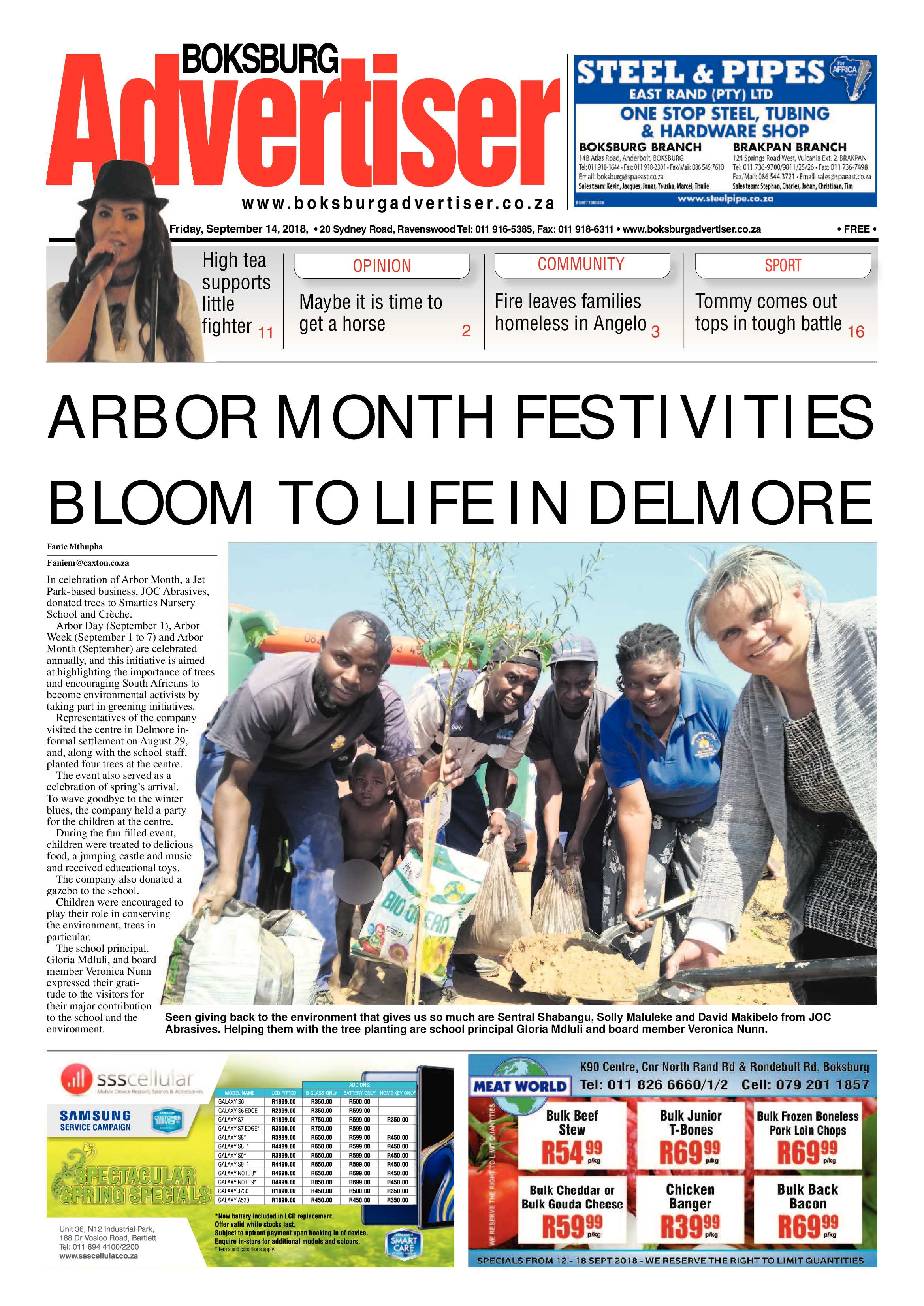 Boksburg Advertiser 11 September 2018 page 1