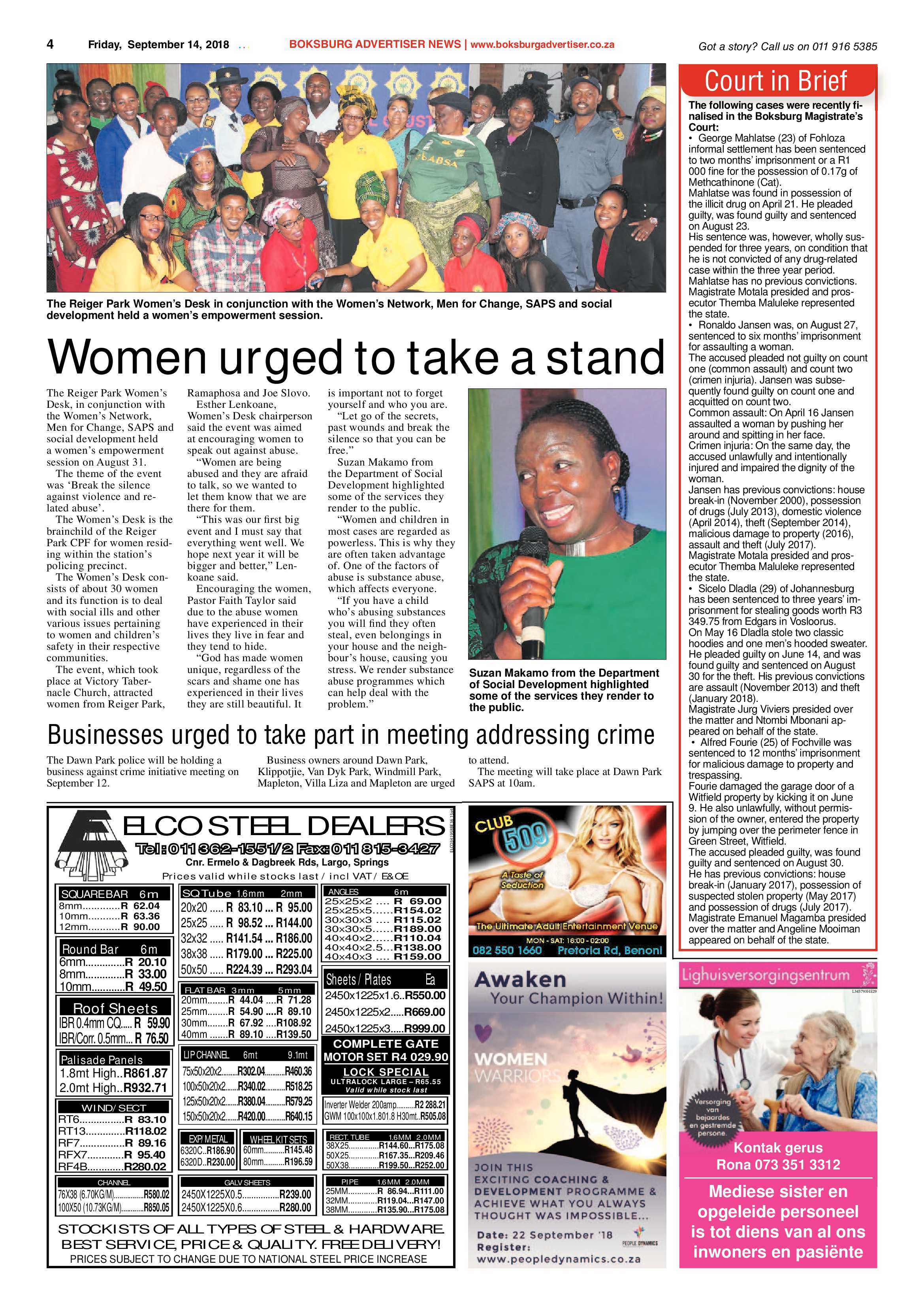 Boksburg Advertiser 11 September 2018 page 4