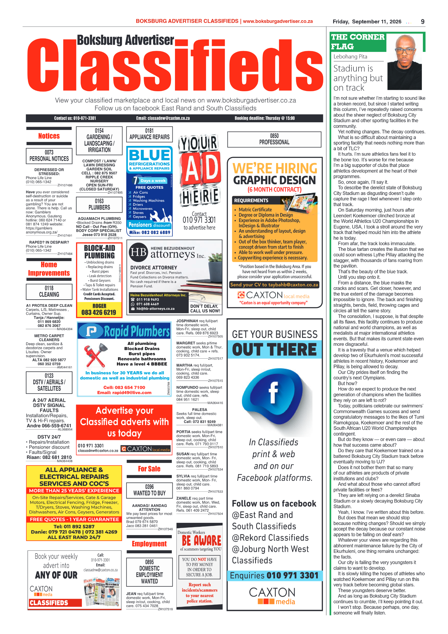 Boksburg Advertiser 11 September 2026 page 9