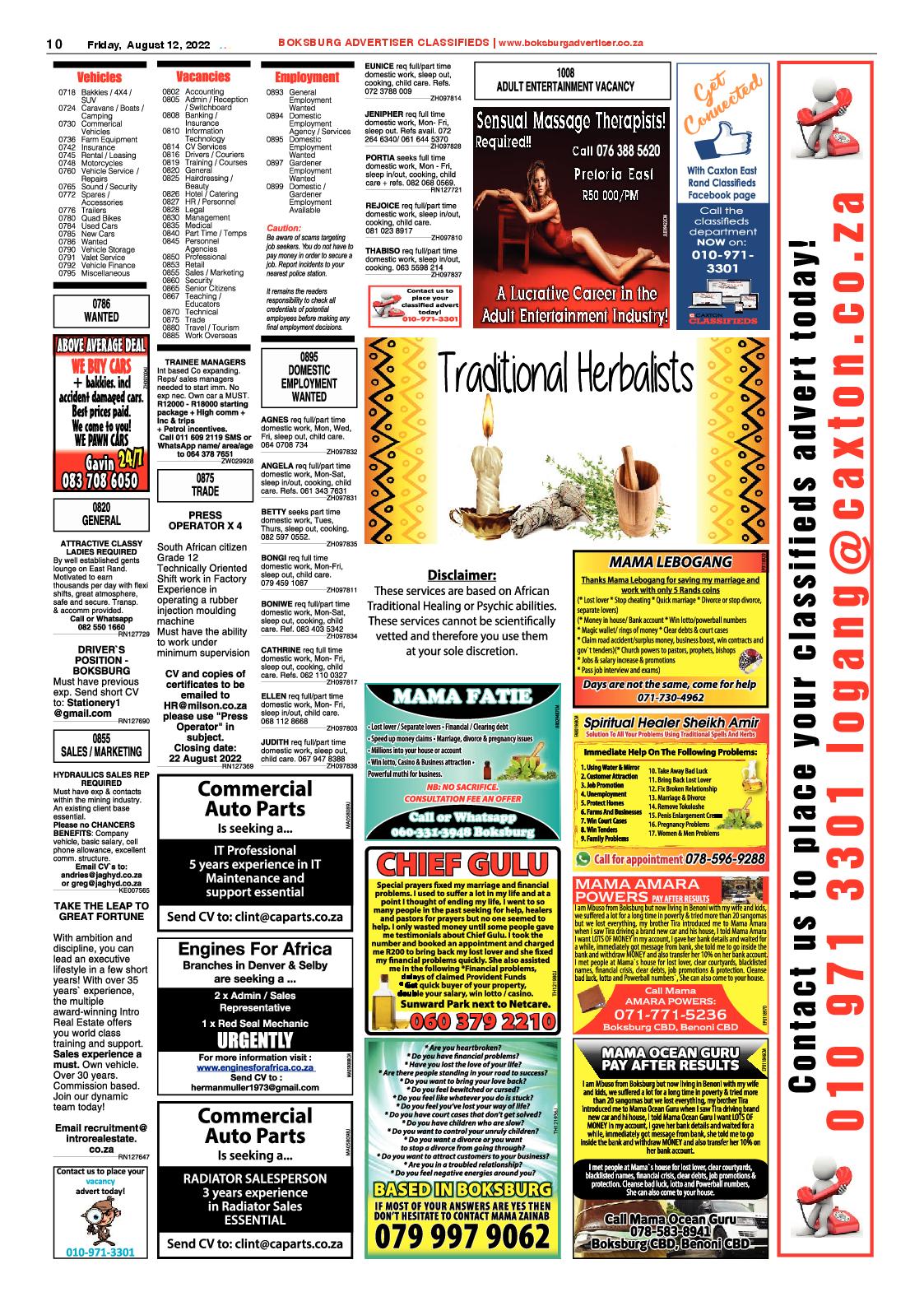 Boksburg Advertiser 12 August 2022 page 10